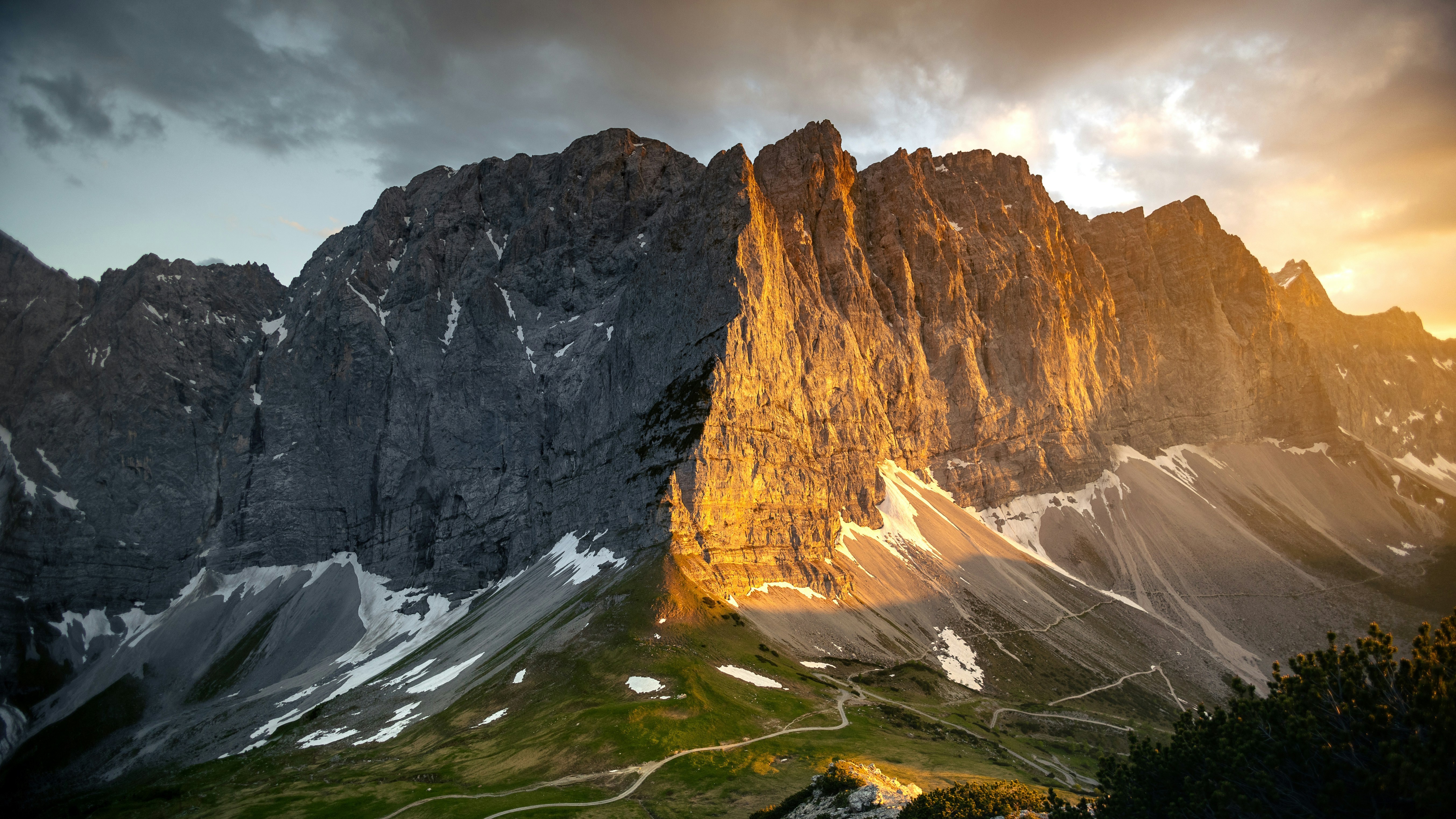 Golden Hour on a Mountain Range in Austria HD Wallpaper