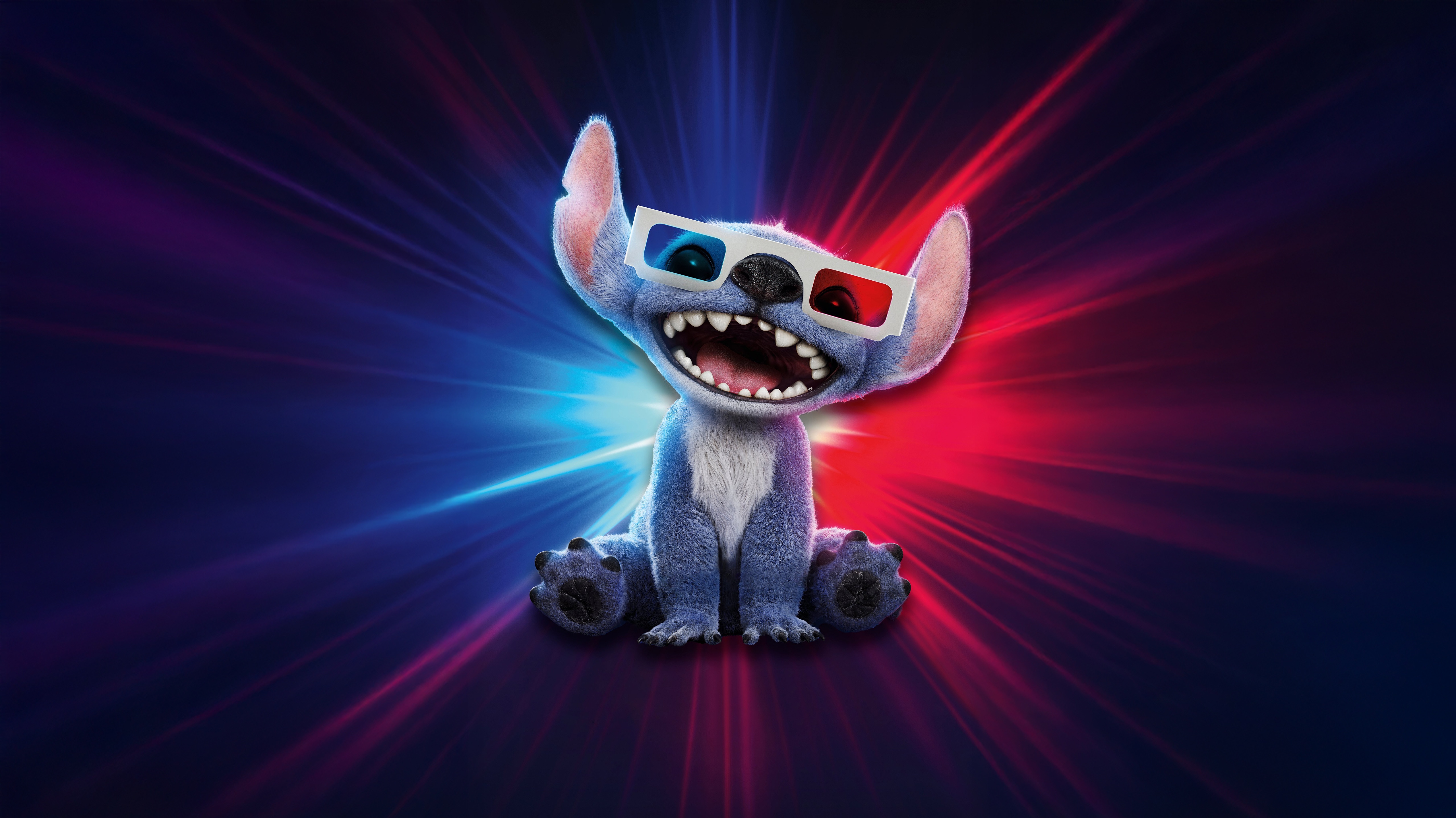 Stitch Wearing 3D Glasses with Light Streaks HD Wallpaper