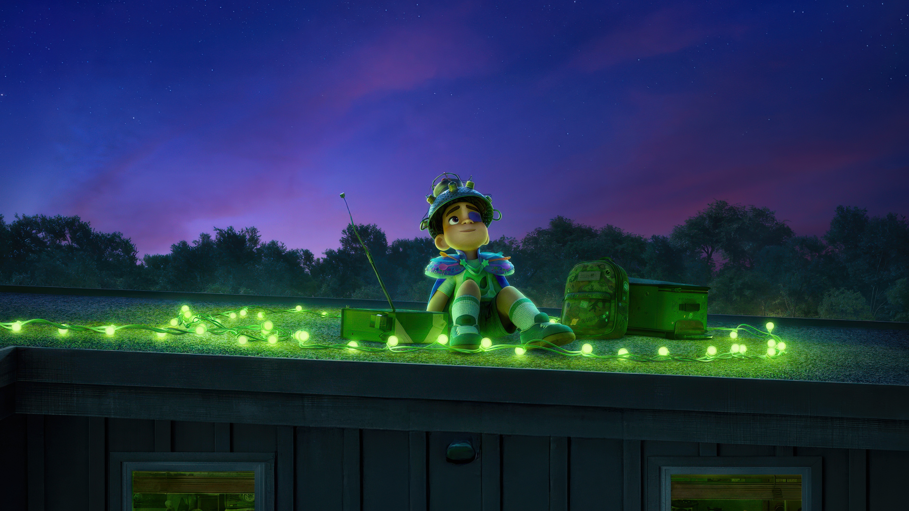 Elio sitting on a roof at night HD Wallpaper