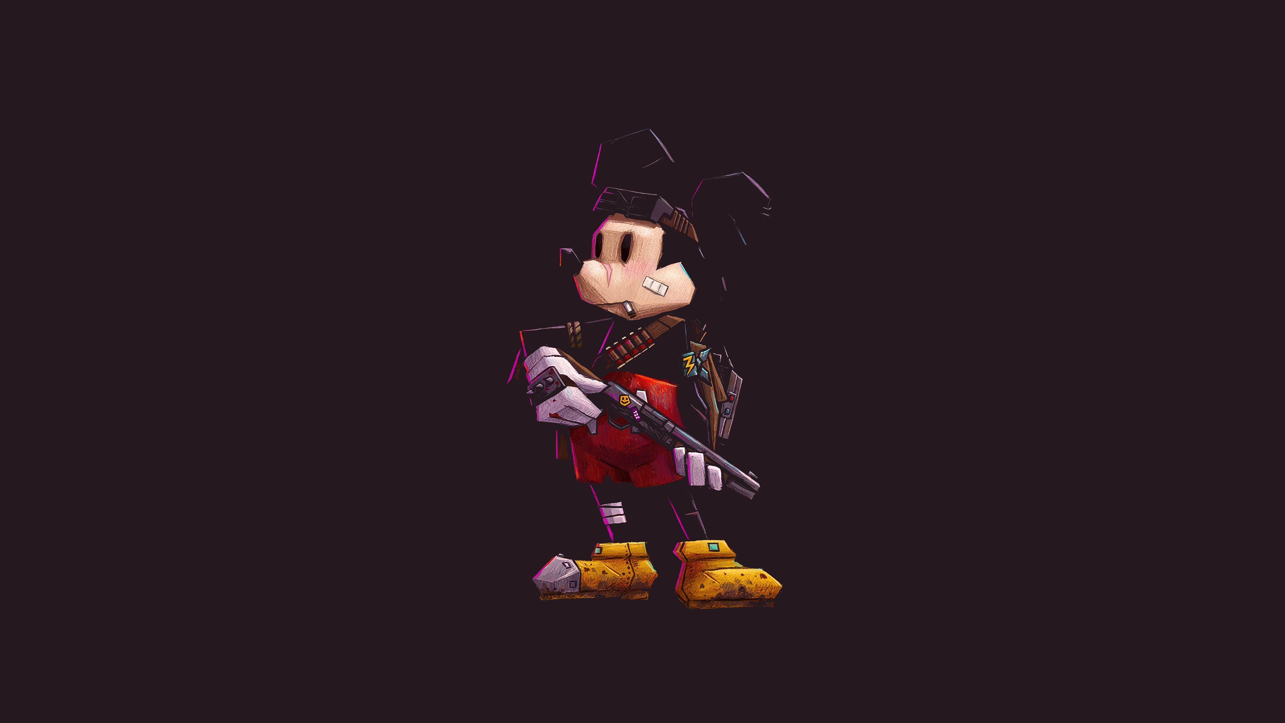 Mickey Mouse holding a shotgun HD Wallpaper