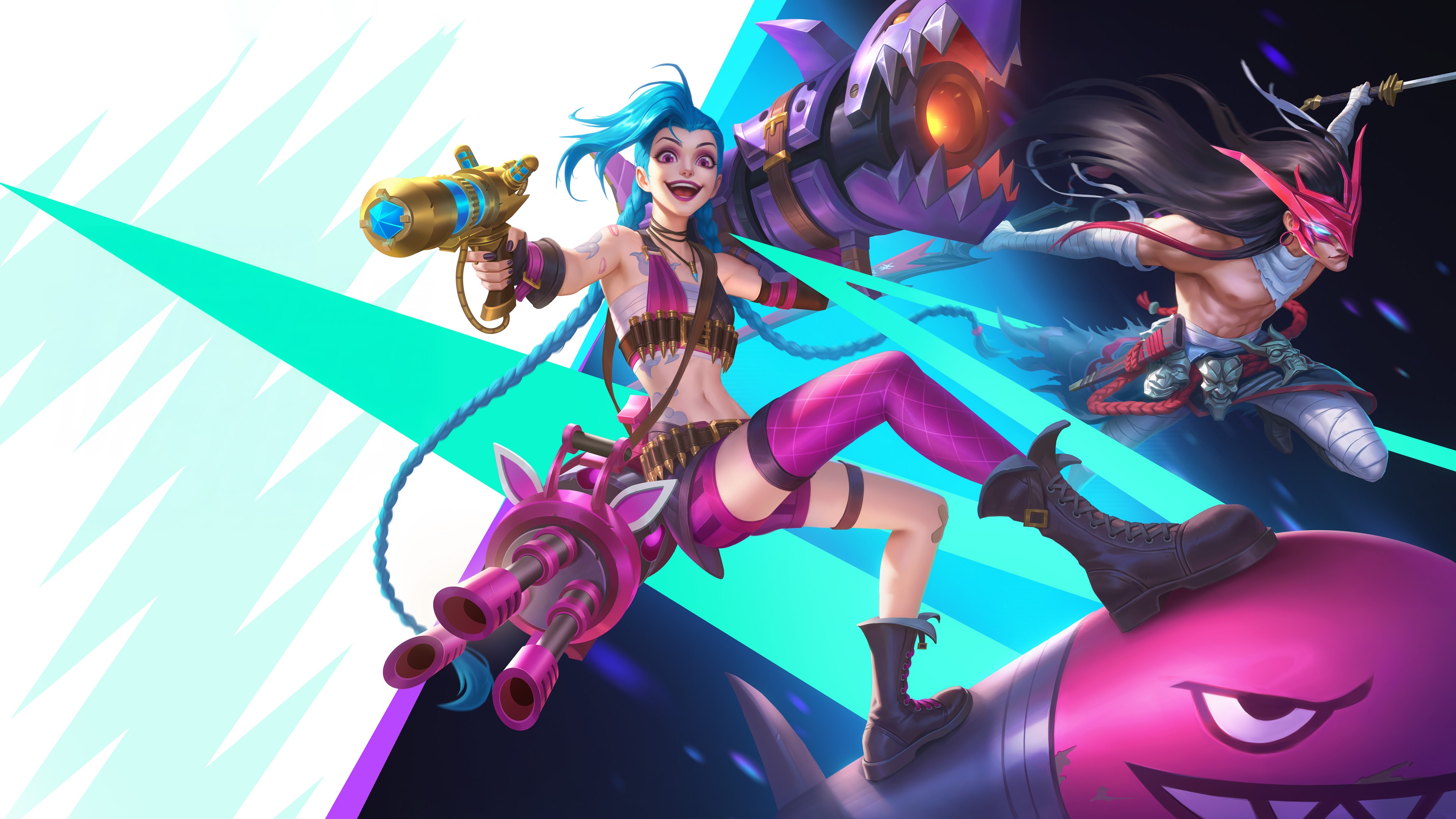 Jinx and Yasuo from League of Legends Wild Rift HD Wallpaper