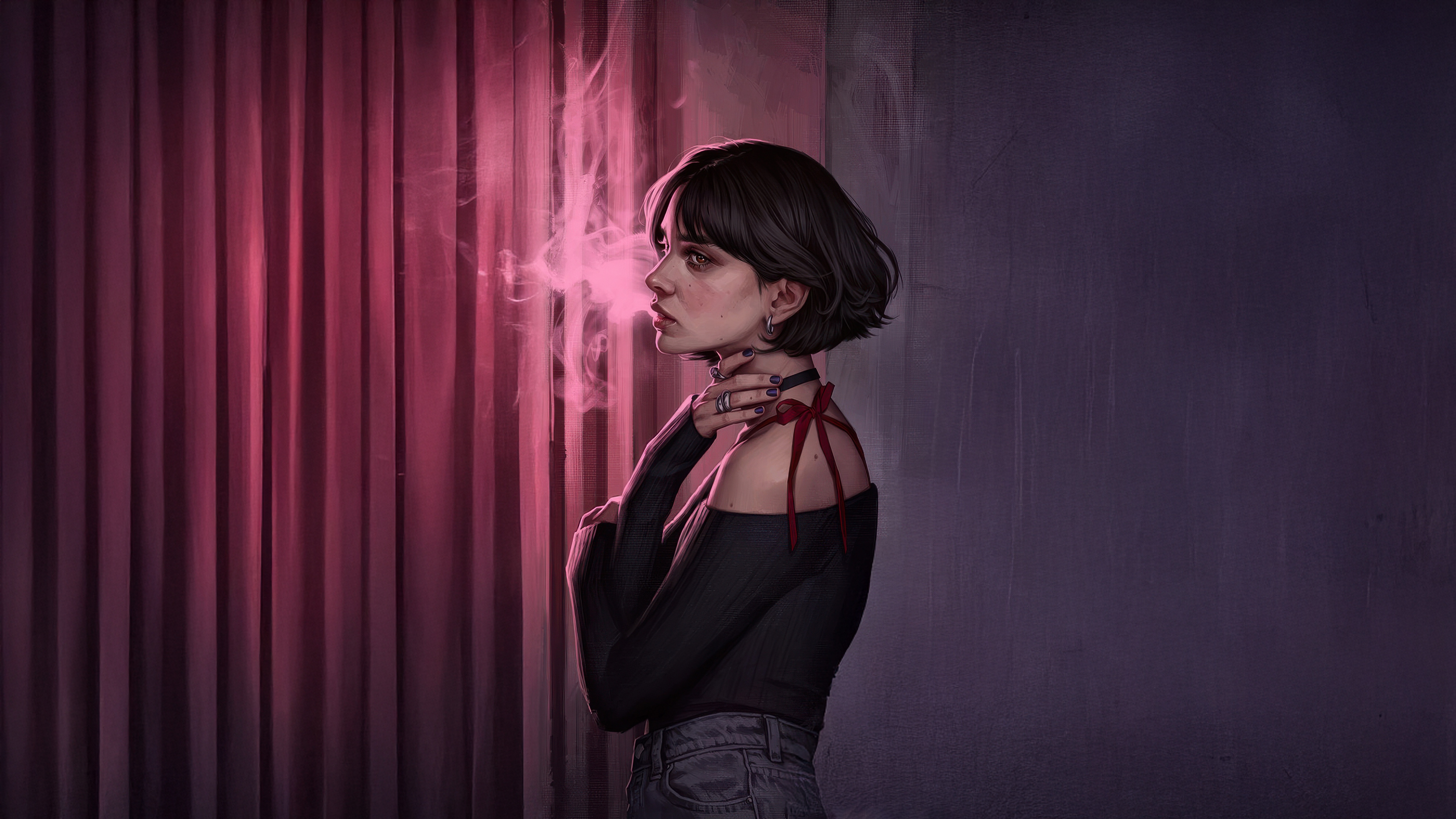 Stylized Girl In Neon Light HD Wallpaper