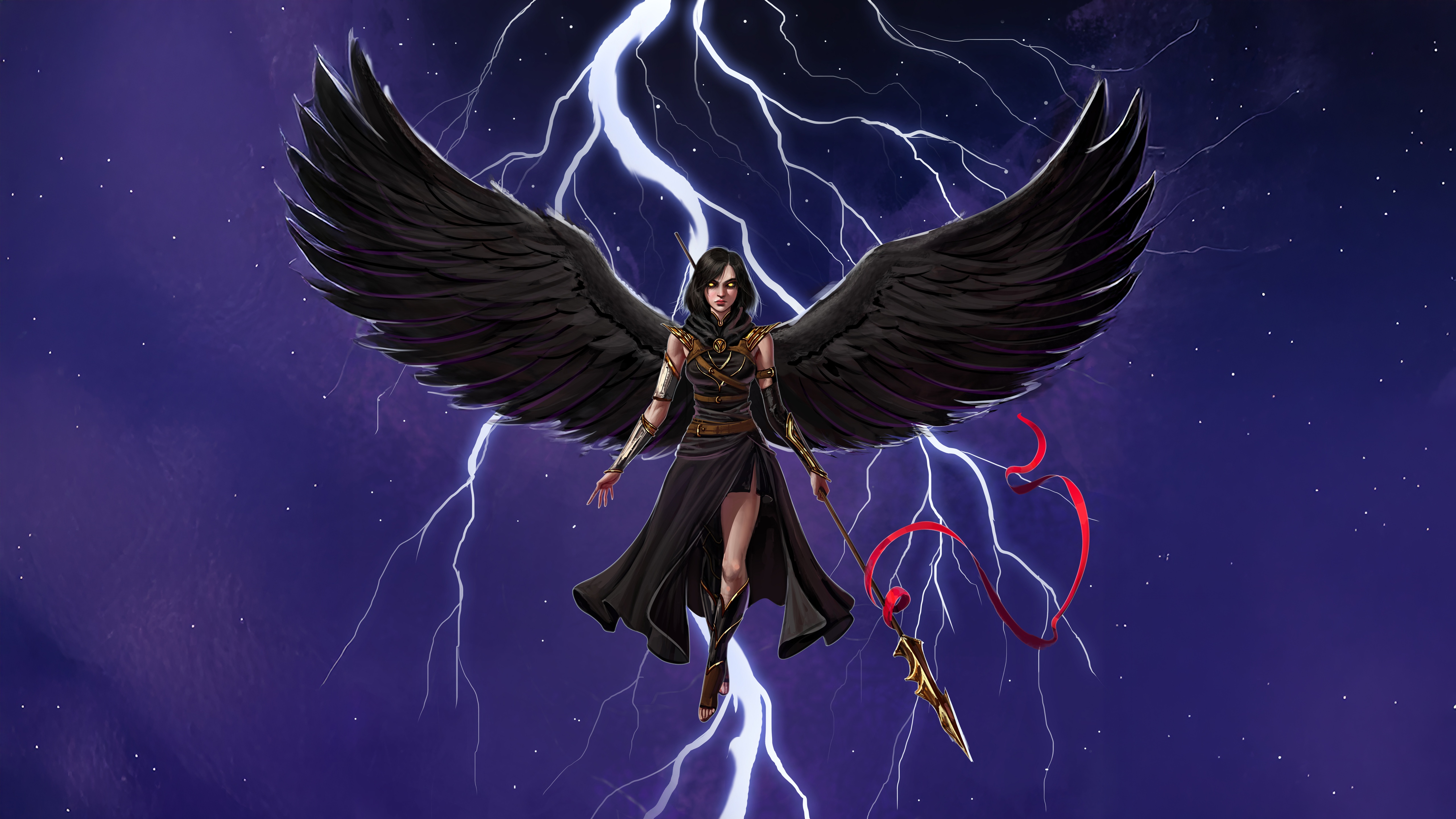 Stormborne Valkyrie with Black Wings HD Wallpaper