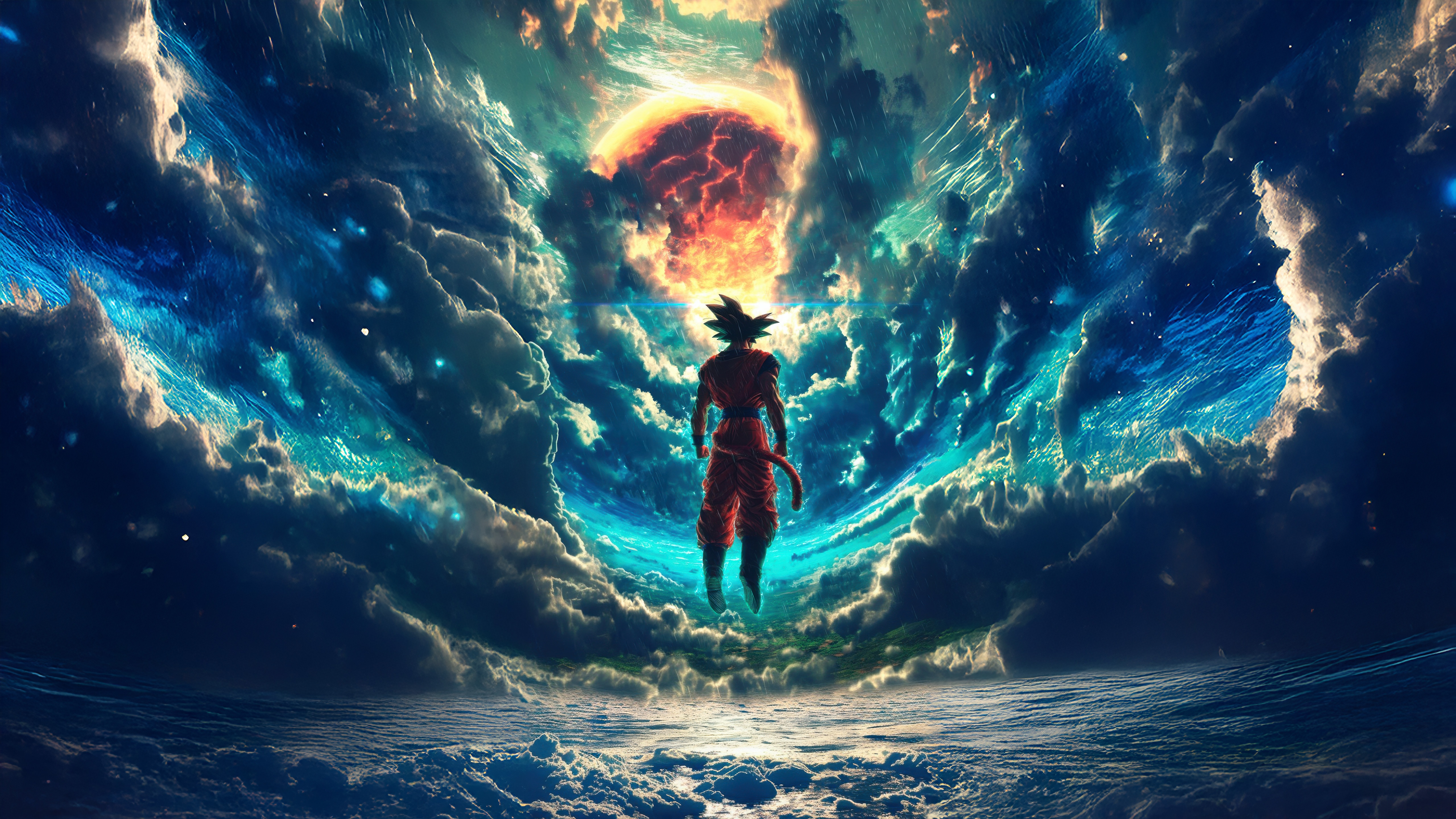 Goku in a Cosmic Battle HD Wallpaper