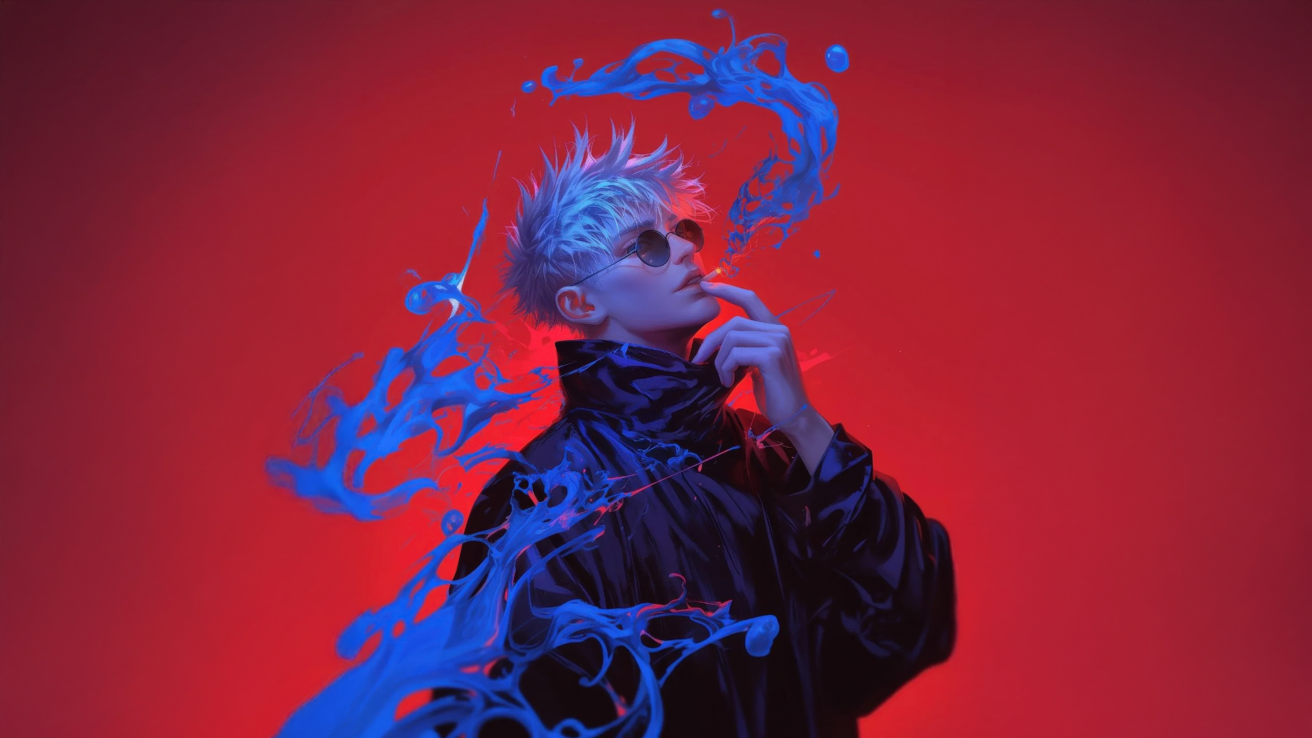 Satoru Gojo from Jujutsu Kaisen with blue paint splashes HD Wallpaper