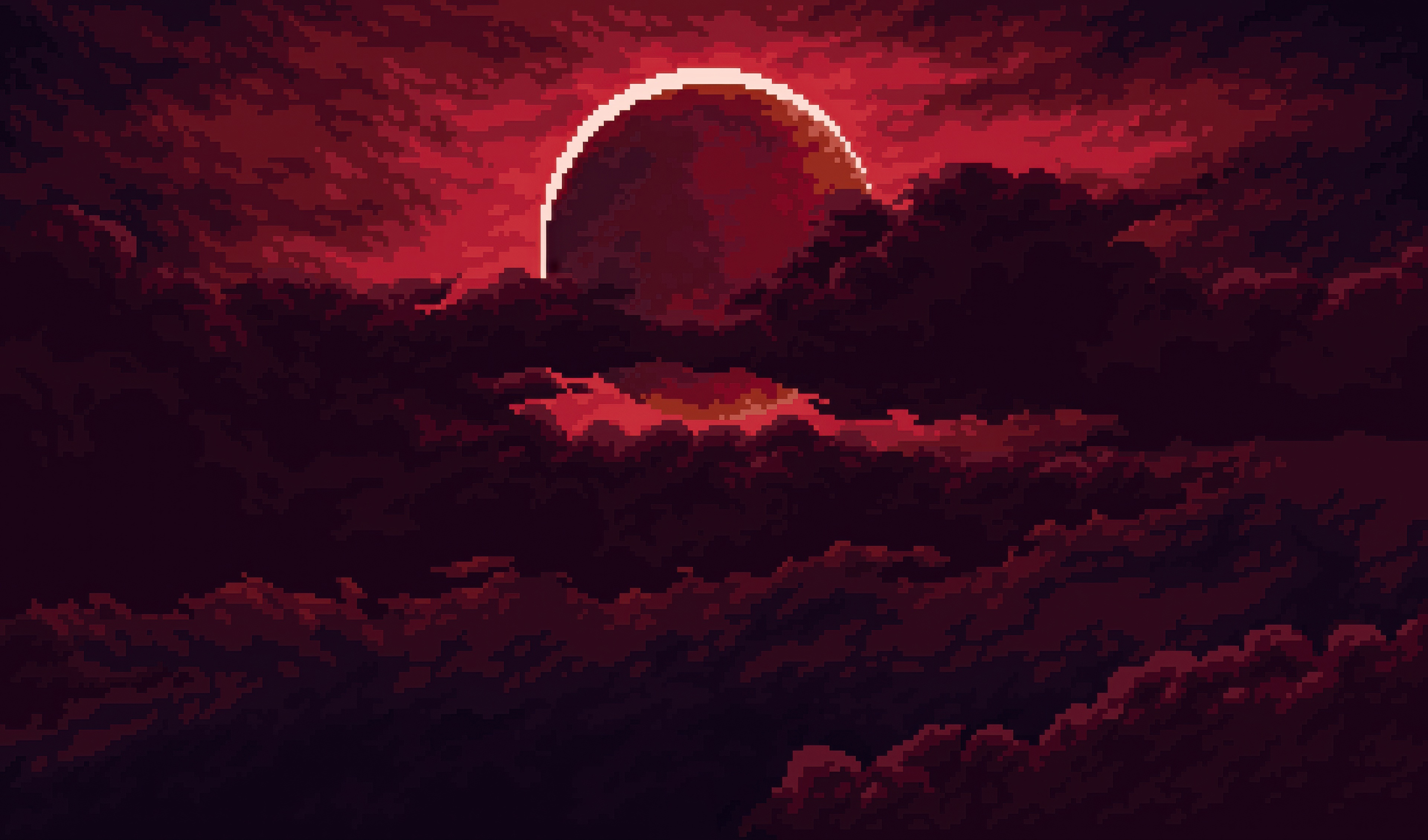 The Red Dusk Sky with Clouds HD Wallpaper