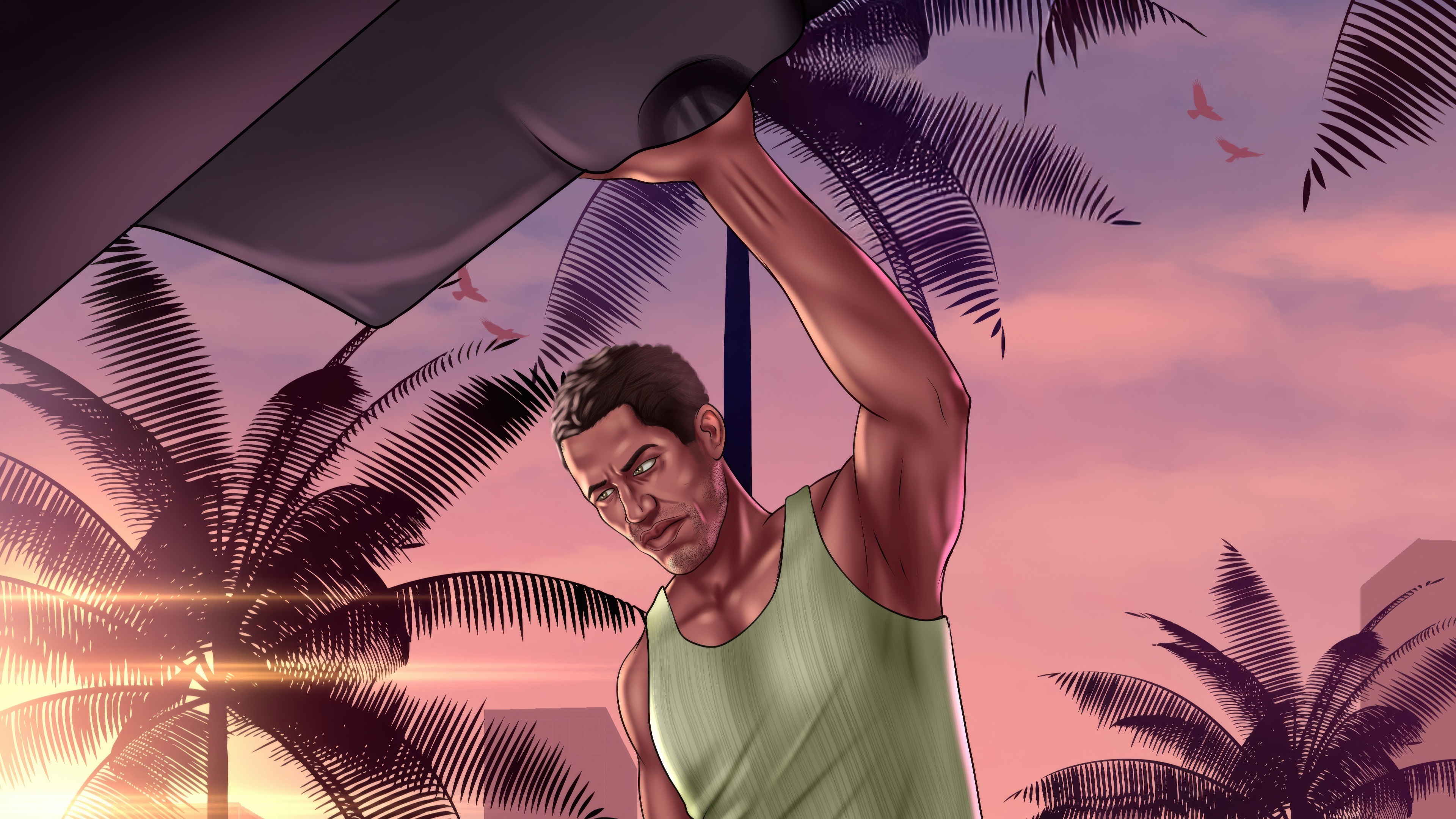Jason from GTA VI on a tropical beach HD Wallpaper