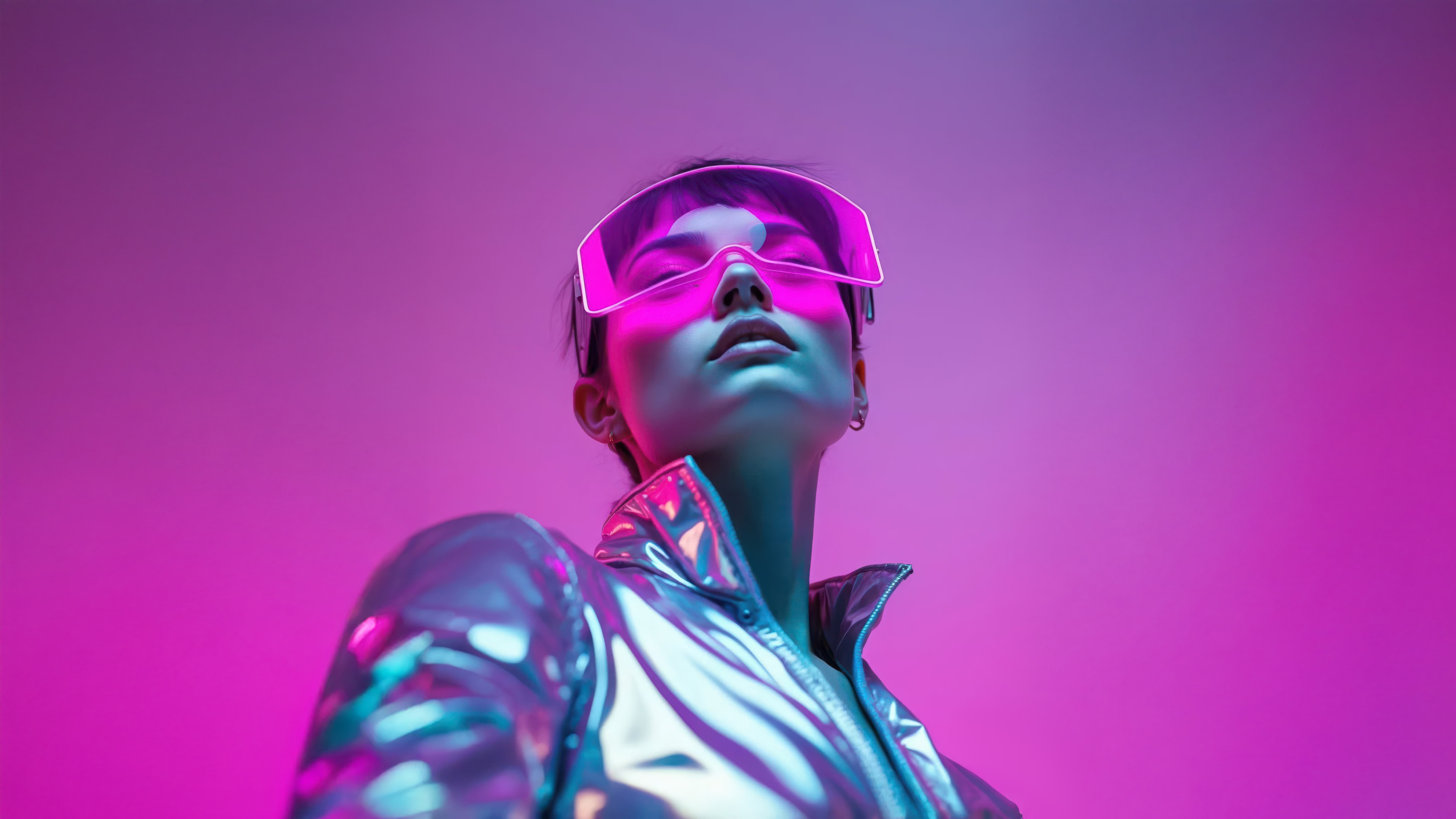 Neon Valkyrie with Pink Visor and Silver Jacket HD Wallpaper