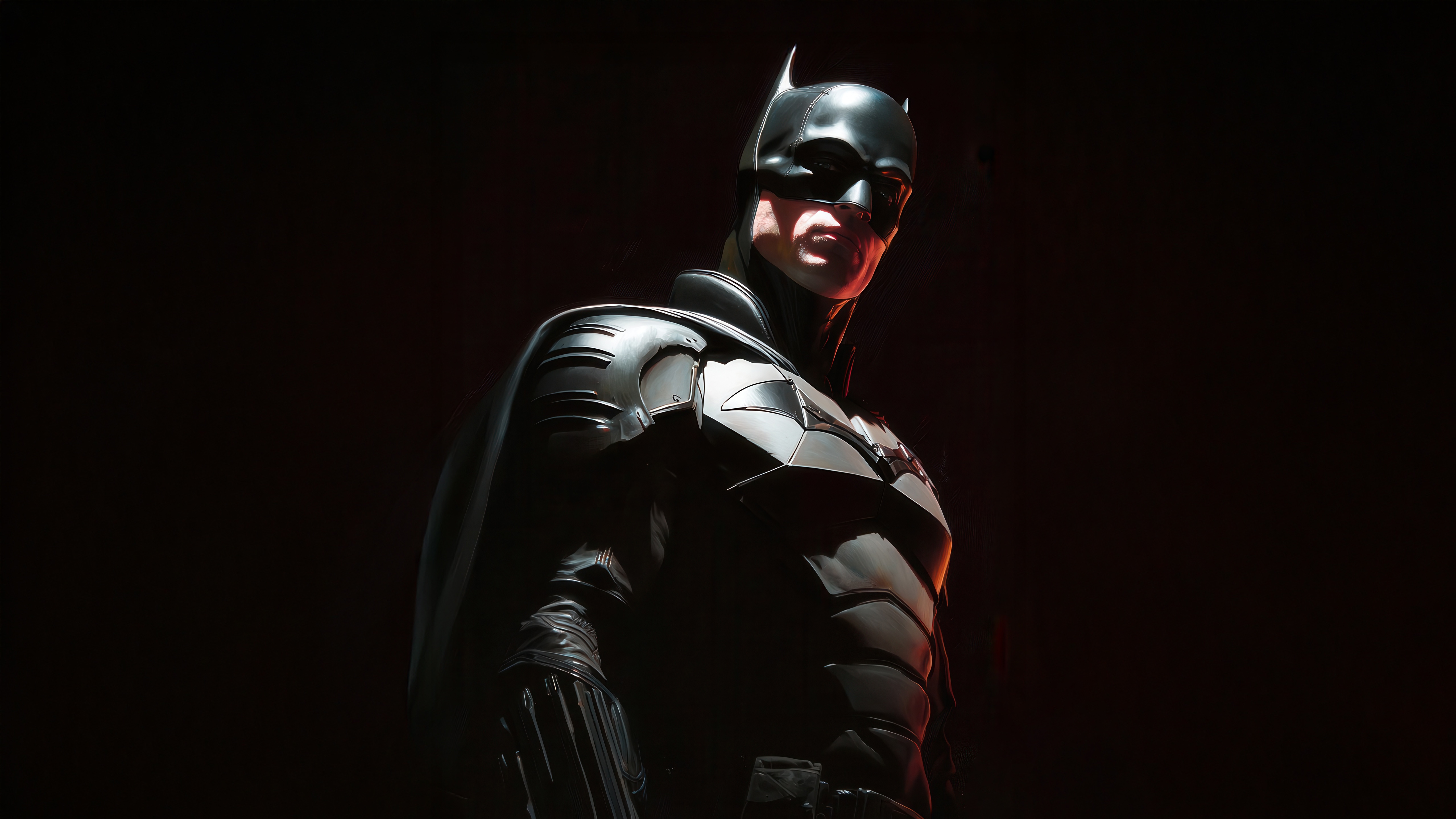 Batman in a dark, dramatic pose HD Wallpaper
