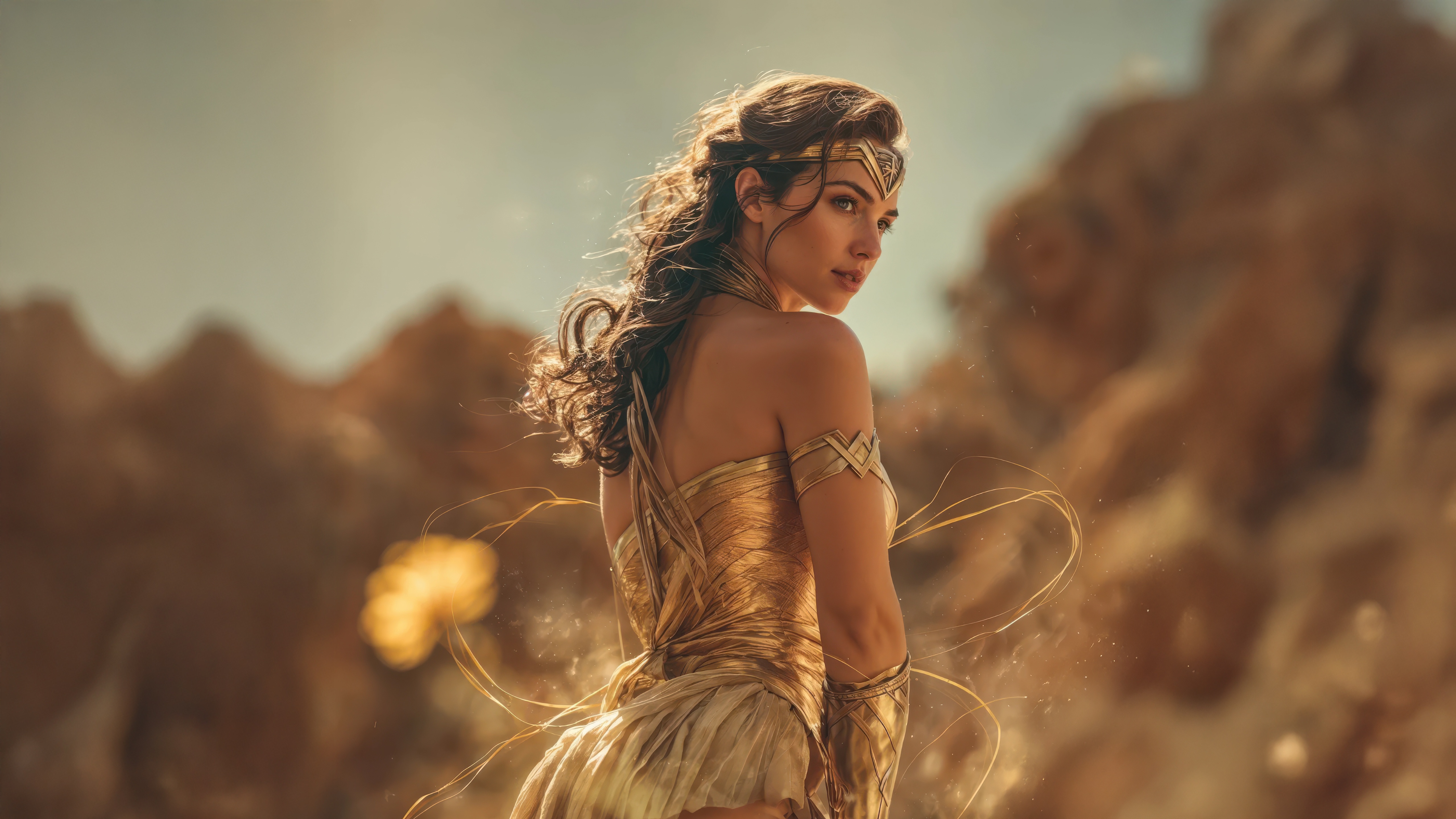 Wonder Woman in Golden Armor HD Wallpaper