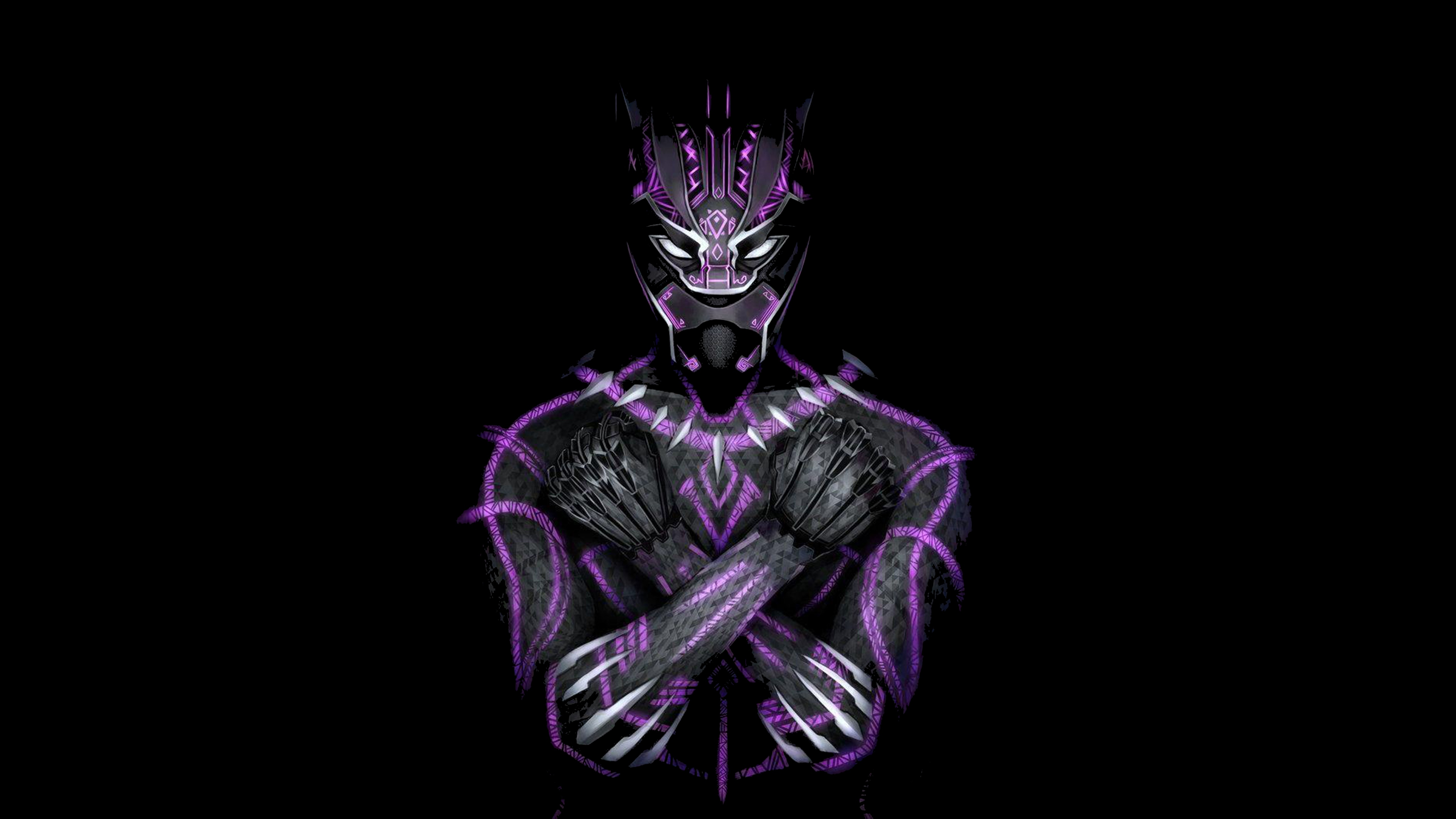 Black Panther with purple accents HD Wallpaper
