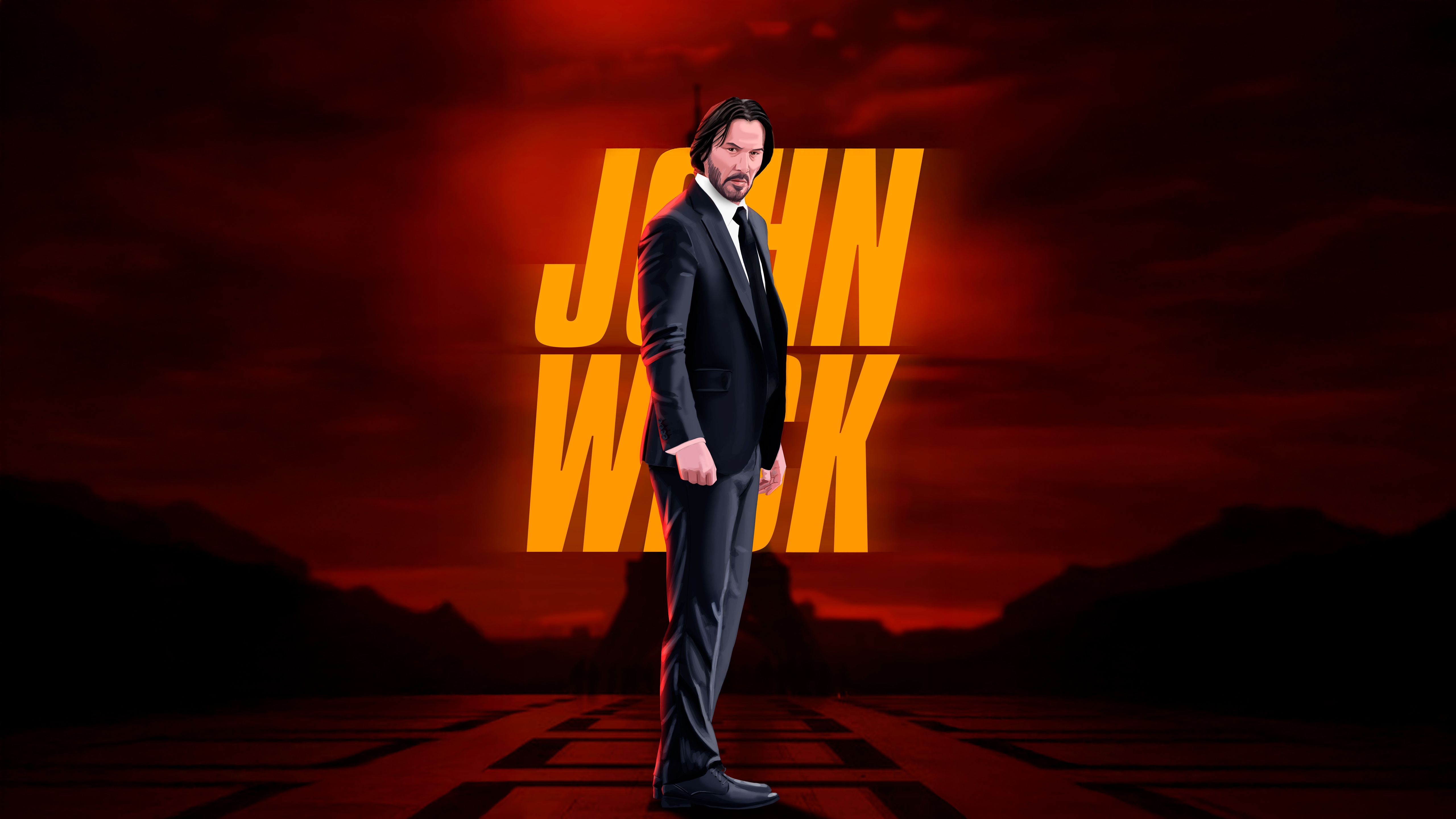 John Wick in front of John Wick title HD Wallpaper