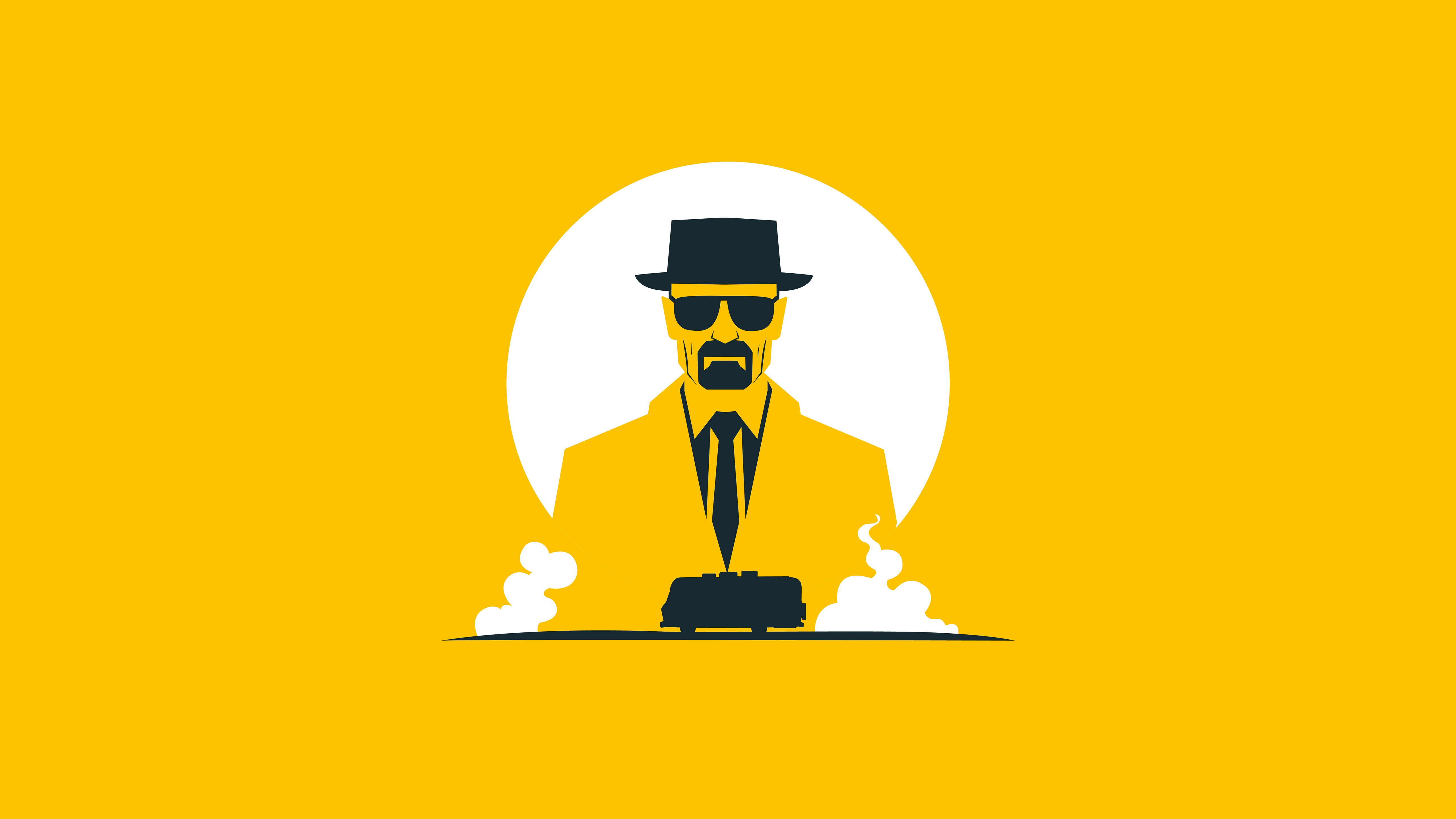 Breaking Bad Heisenberg in a Yellow Circle HD Wallpaper