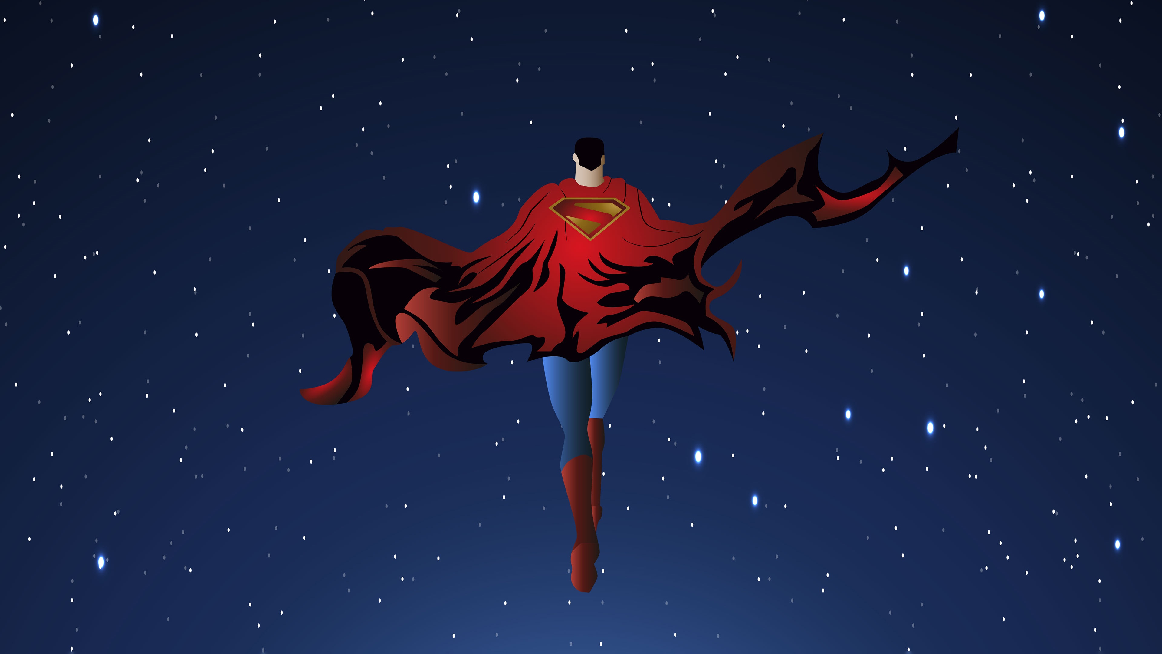 Superman flying in a starry night sky HD Wallpaper