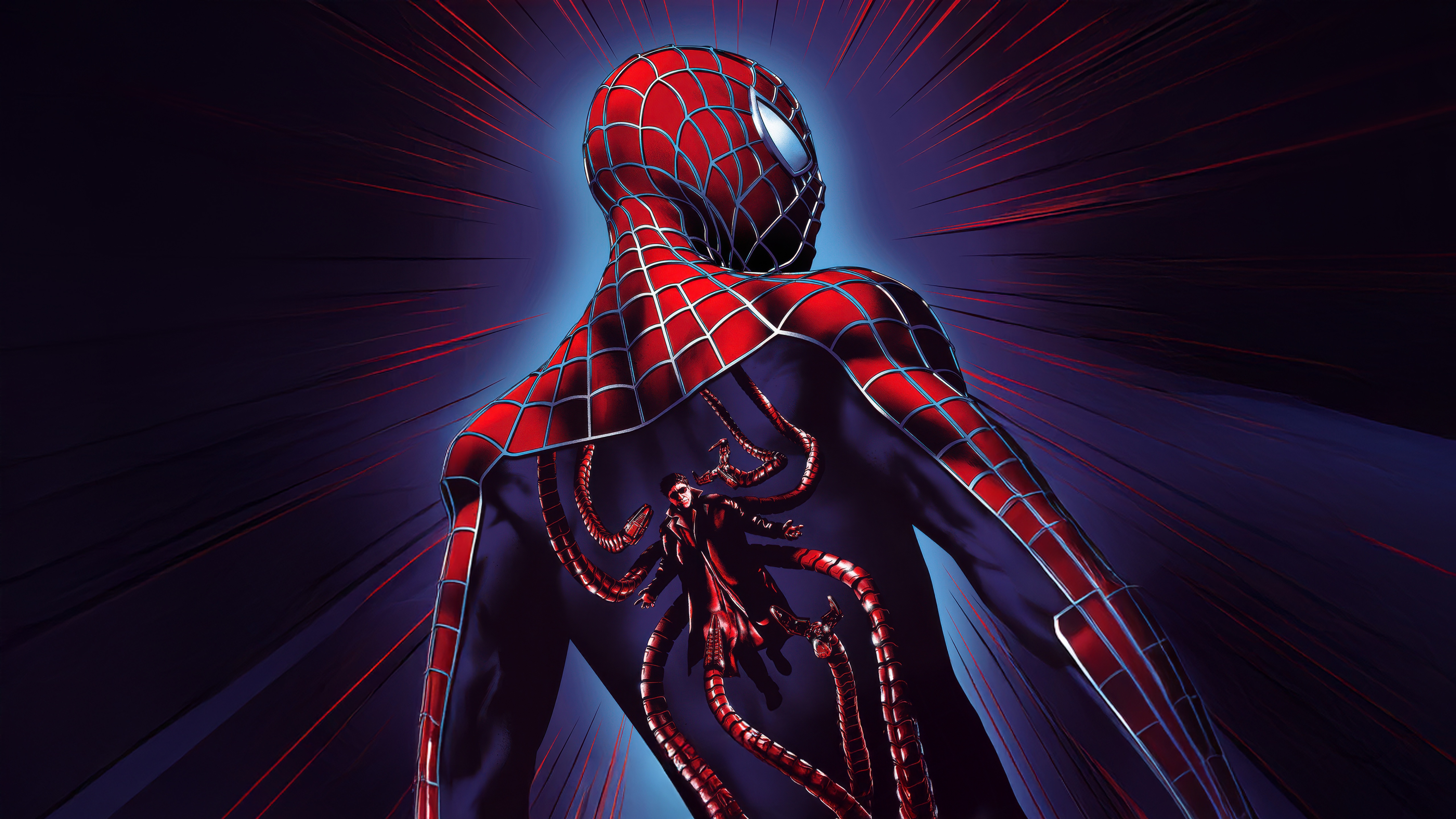 Spider-Man with Doctor Octopus on his back HD Wallpaper