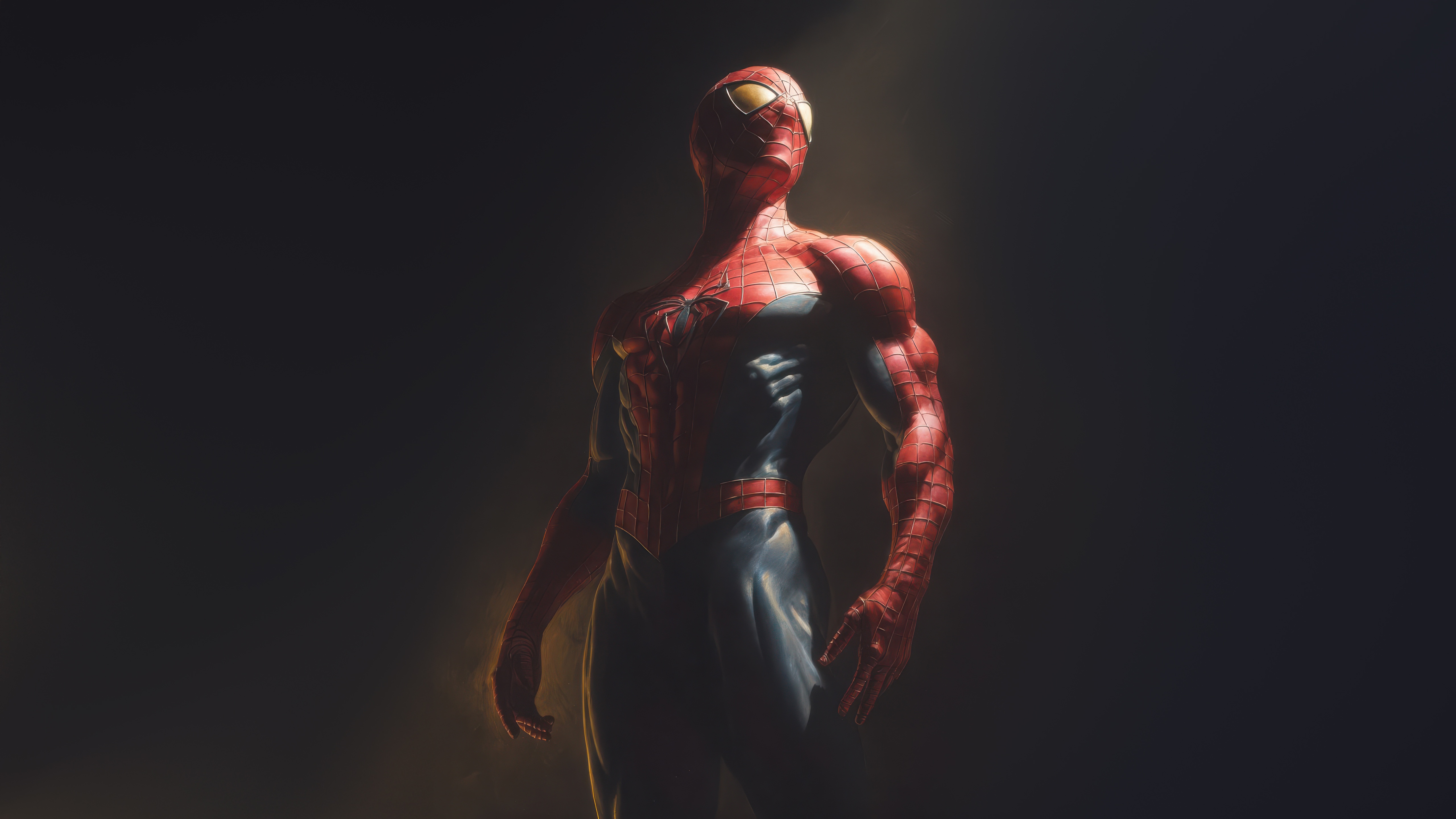 Spiderman standing in dramatic lighting HD Wallpaper