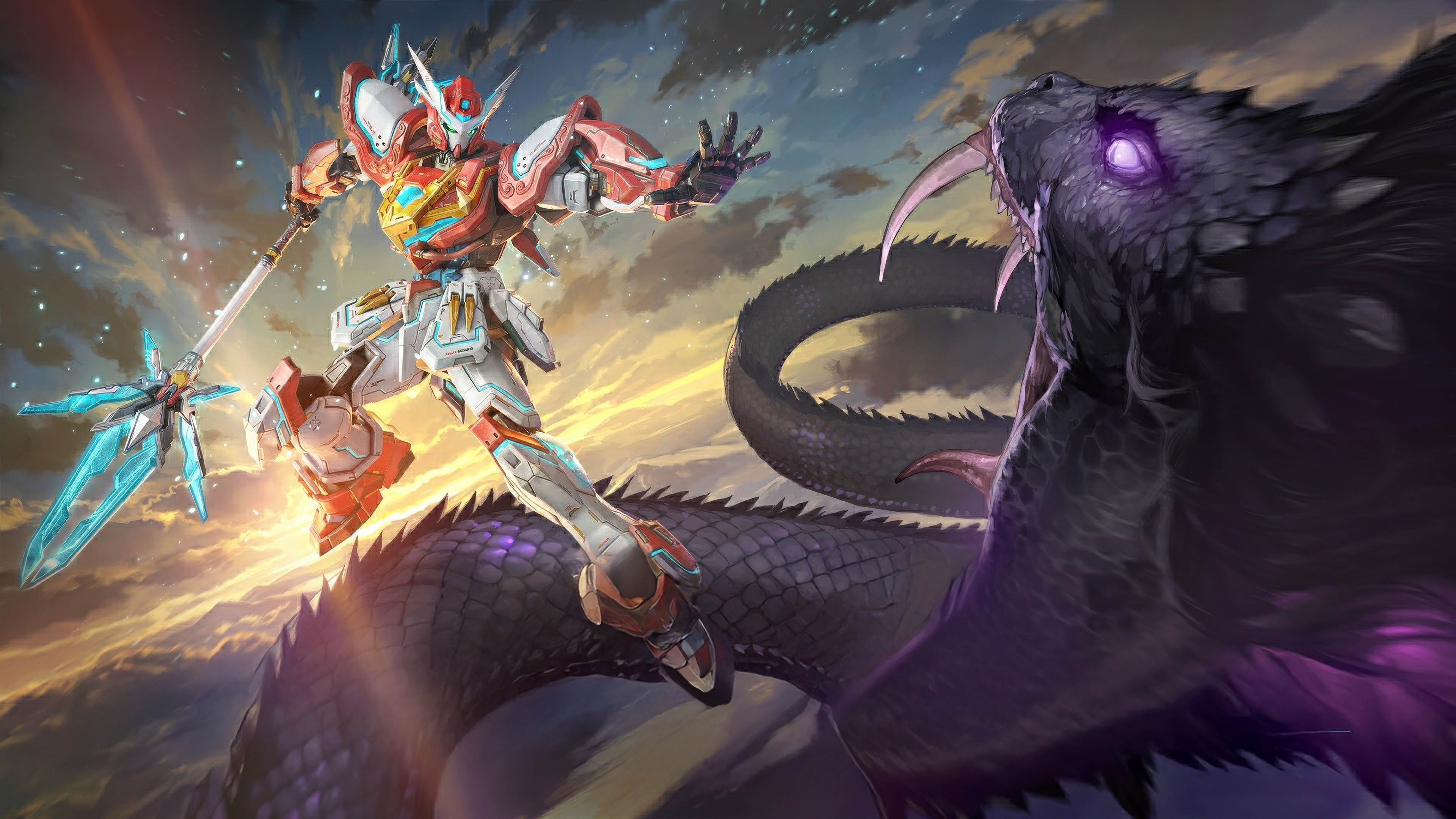 Okawara Kunio Collab: Robot vs. Serpent in Naraka Bladepoint HD Wallpaper