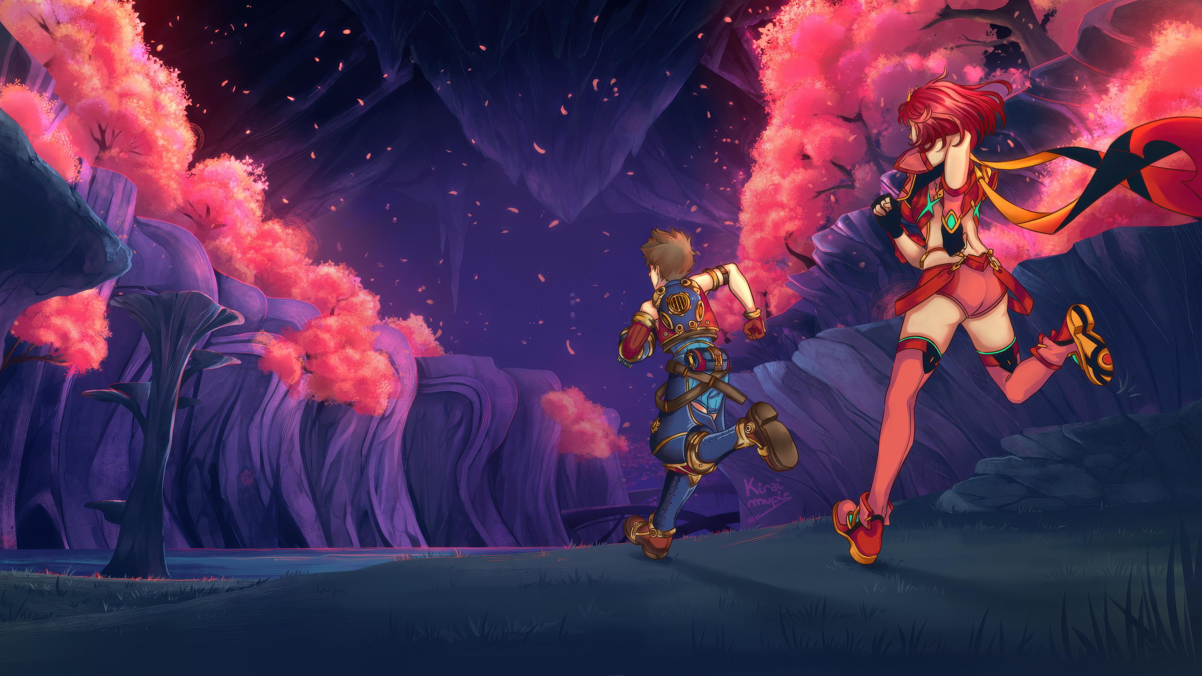 Xenoblade Chronicles 2 characters running in Uraya HD Wallpaper