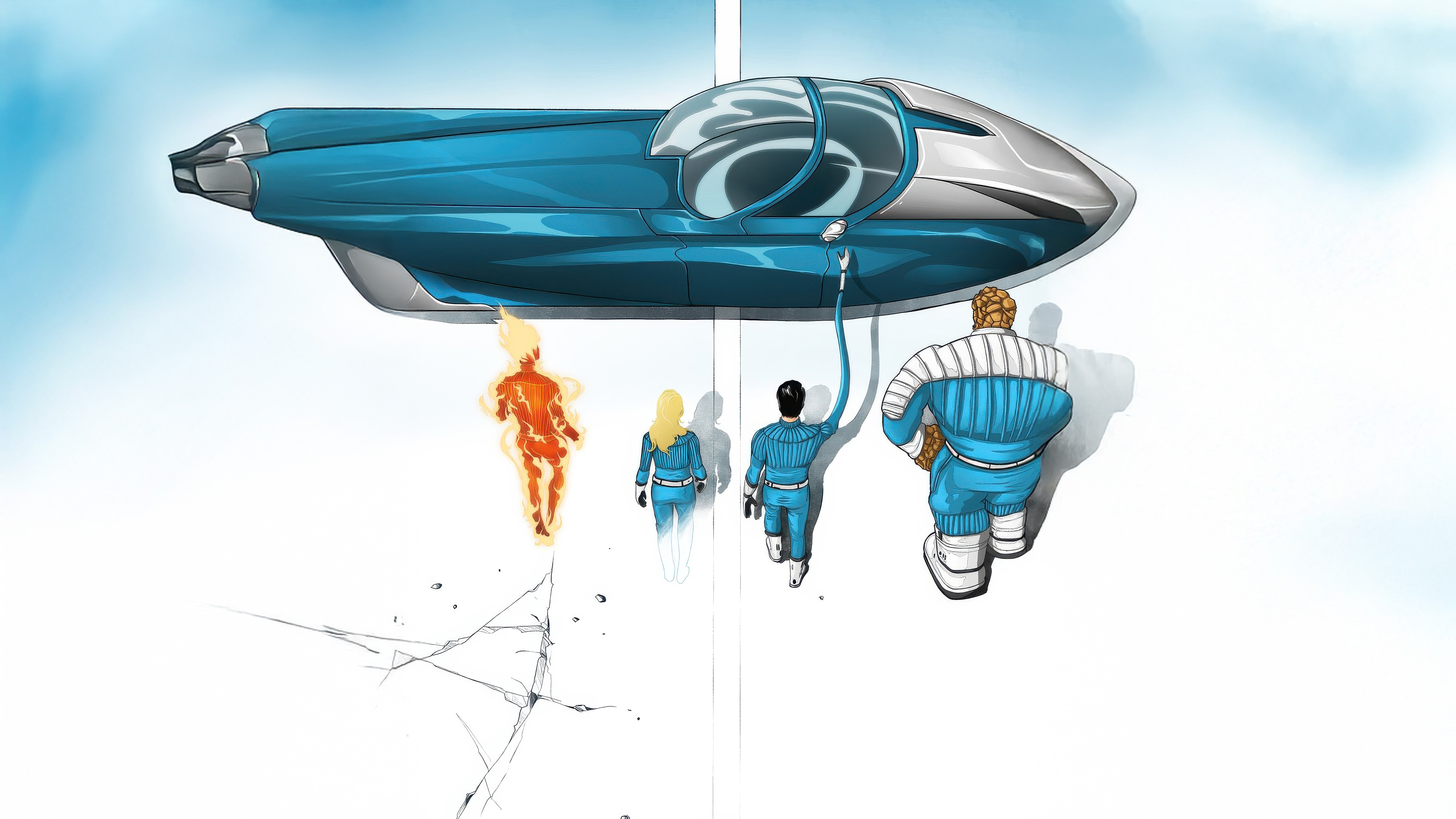 Fantastic Four heading towards their Fantastic Car HD Wallpaper