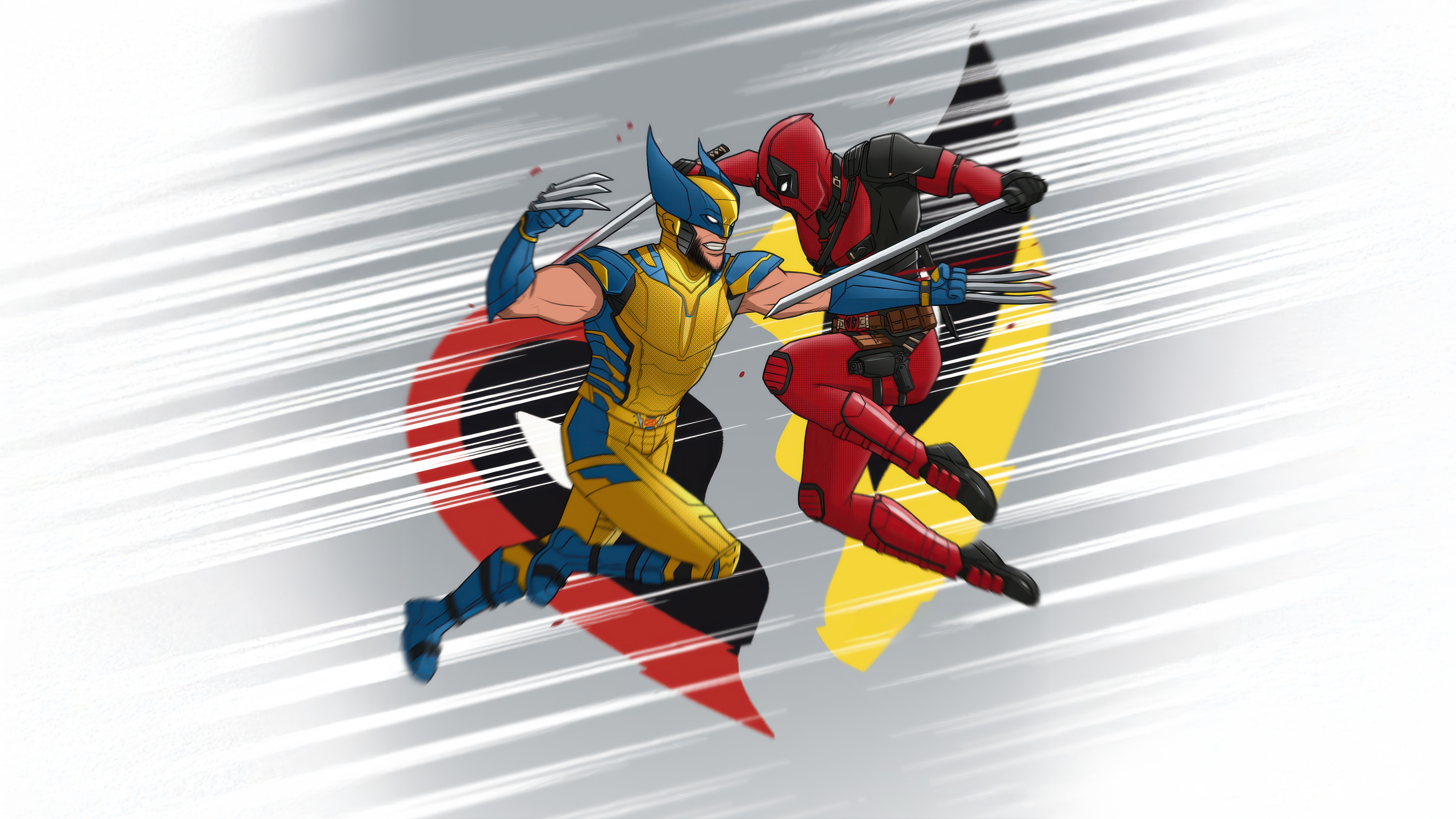Deadpool and Wolverine in a fight HD Wallpaper