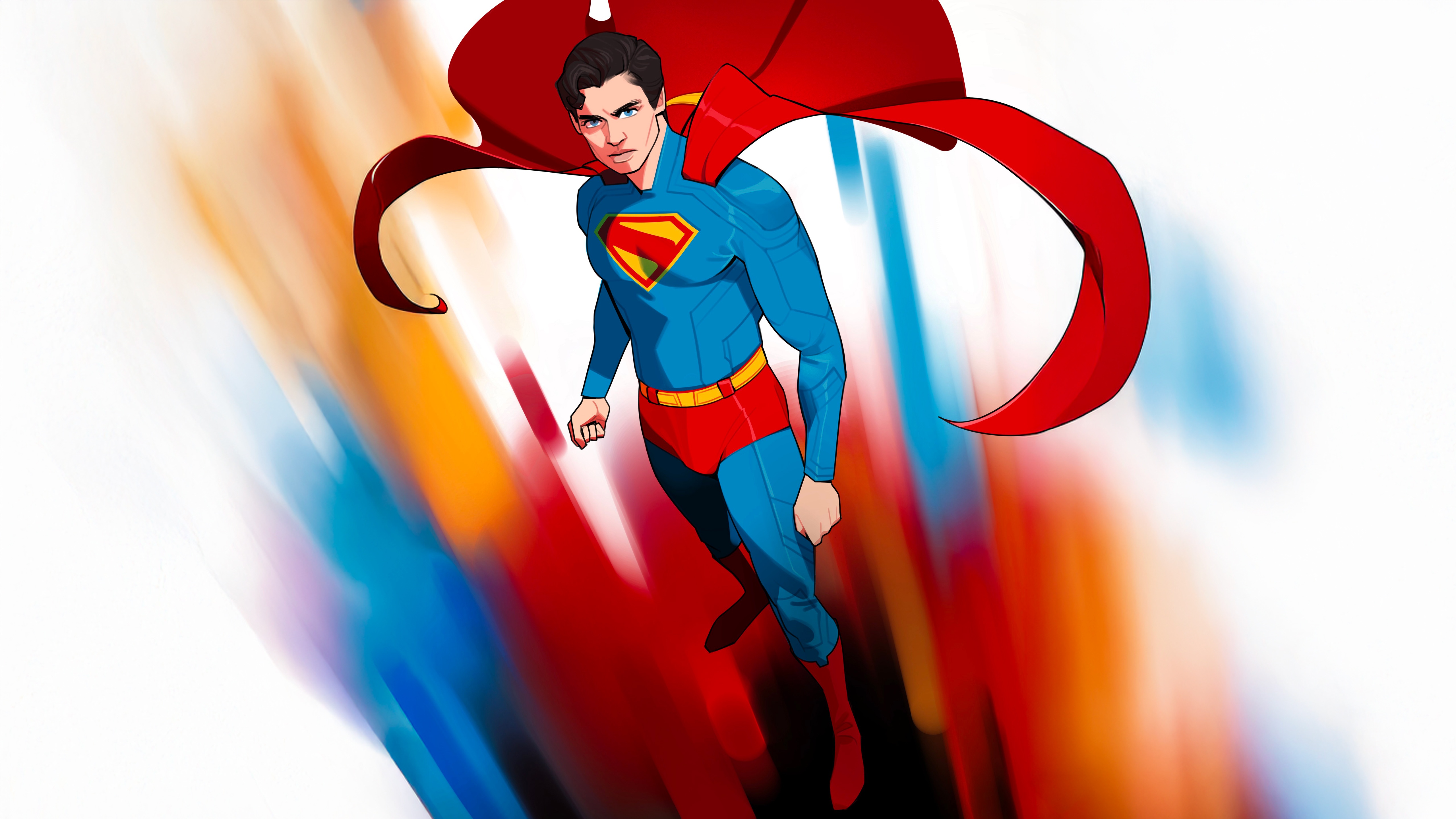 Superman flying with a red cape HD Wallpaper