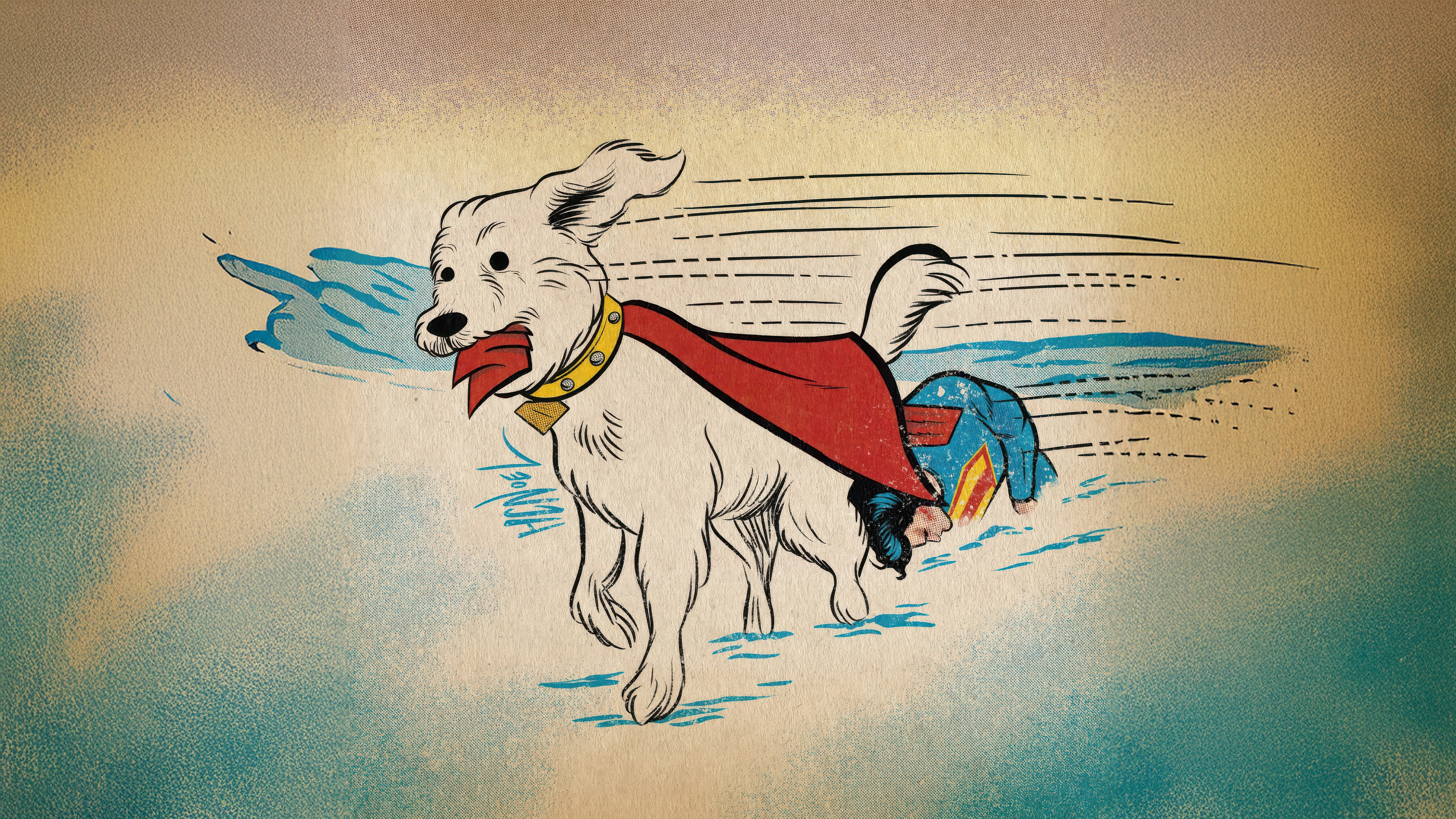 Krypto the Superdog saving Superman HD Wallpaper