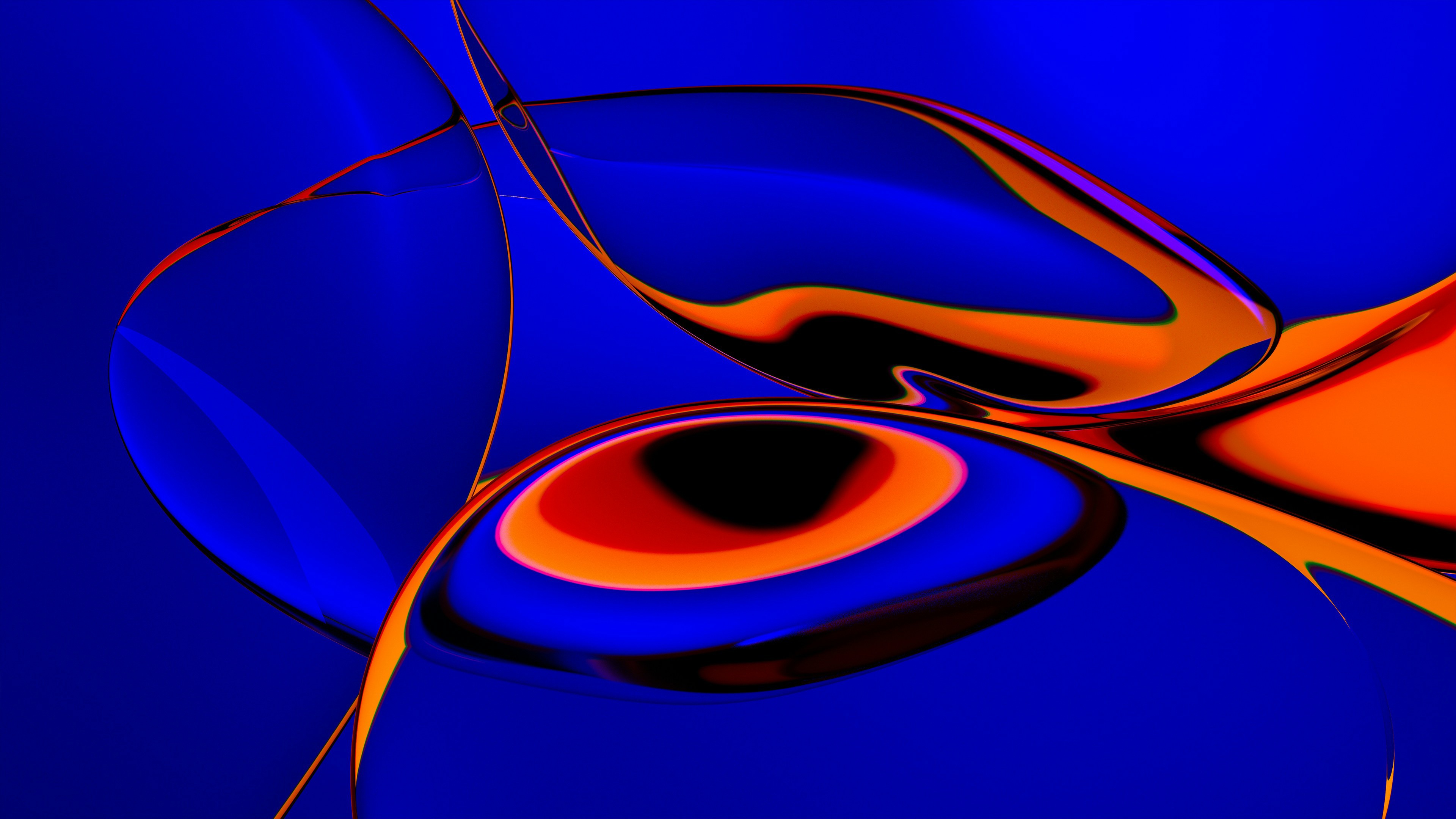 Abstract electric blue and orange liquid forms HD Wallpaper