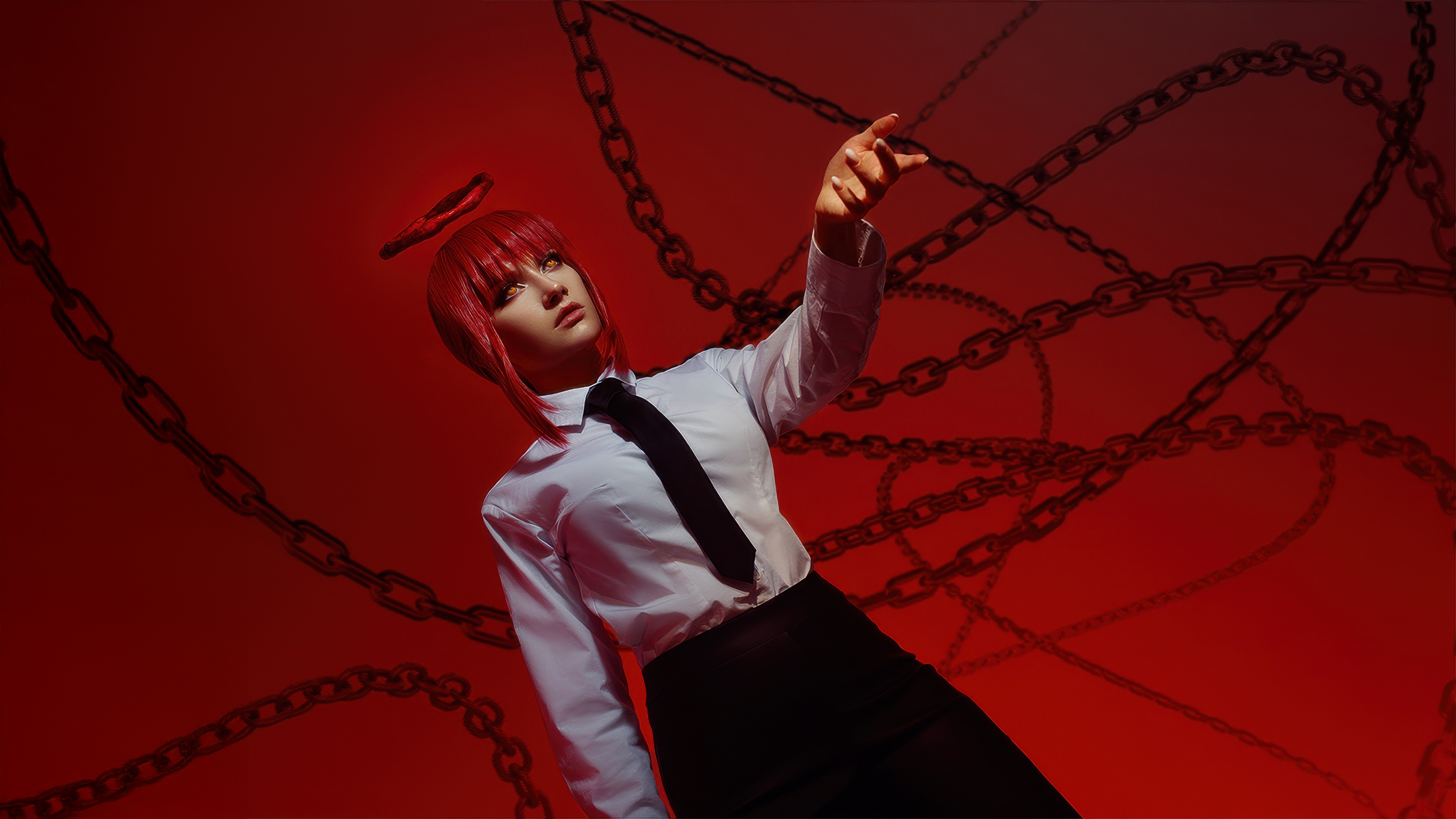 Makima Cosplay with Chains HD Wallpaper