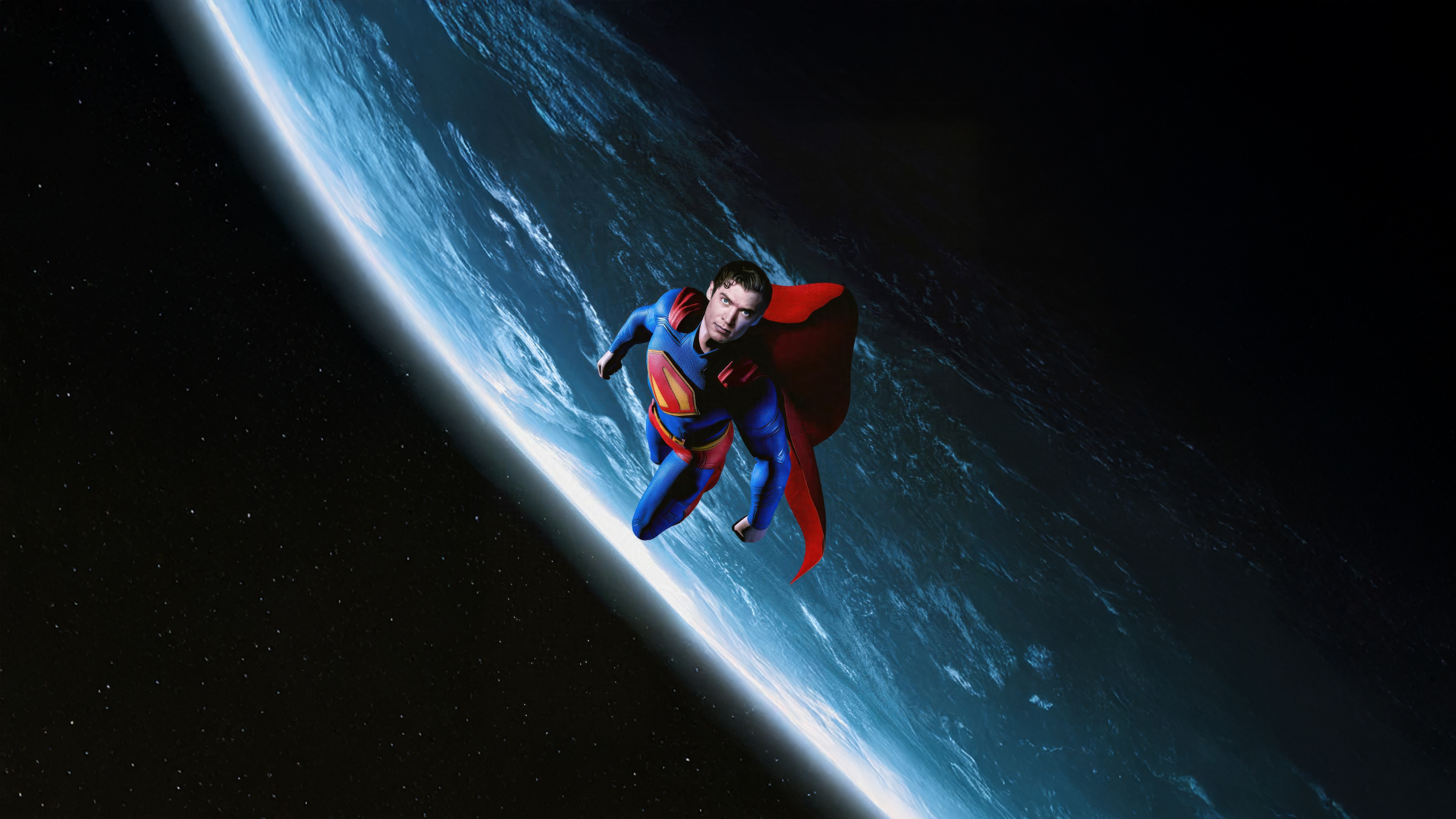 Superman flying over Earth in space HD Wallpaper