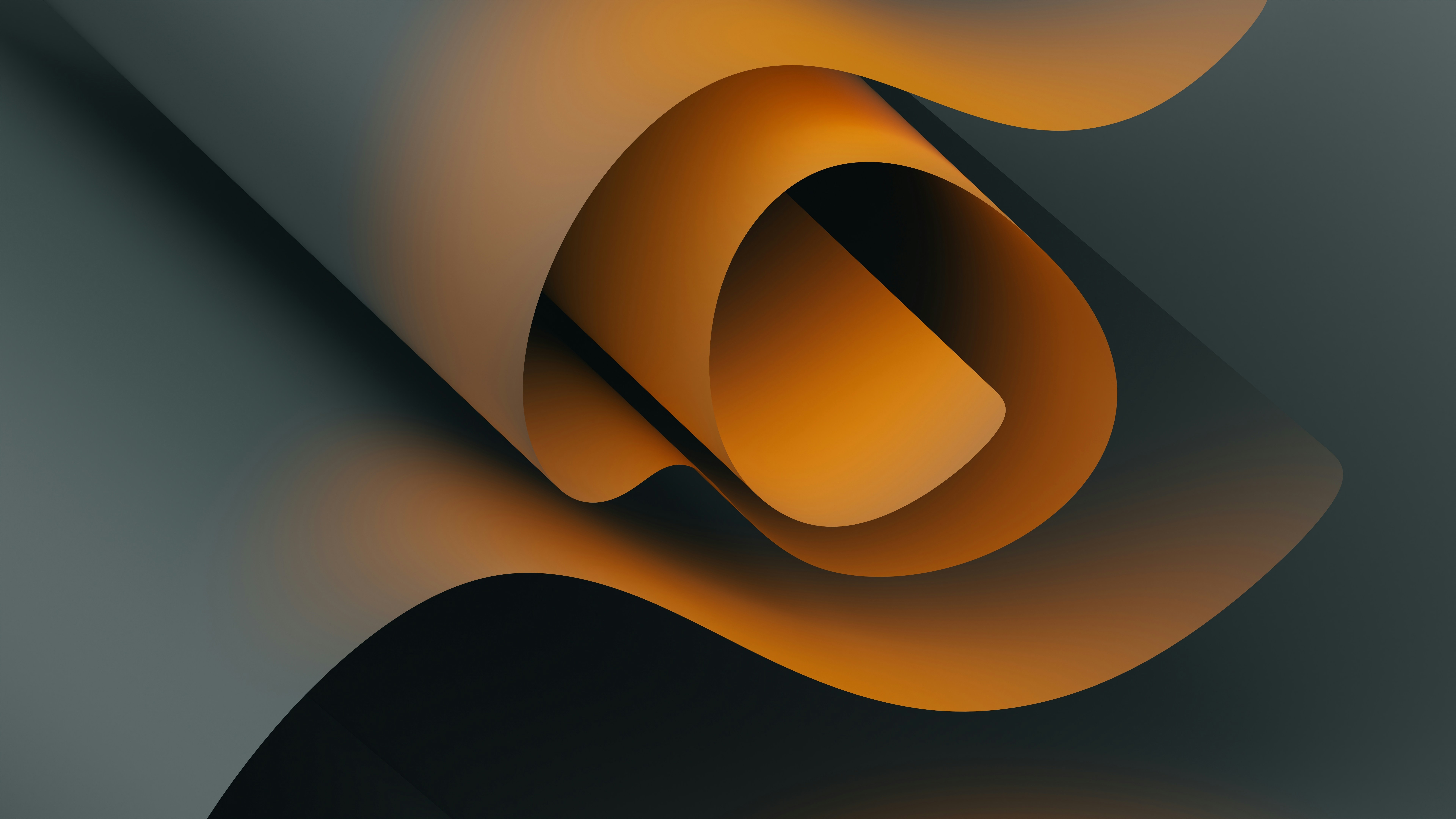 Orange and black folded paper swirl abstract HD Wallpaper