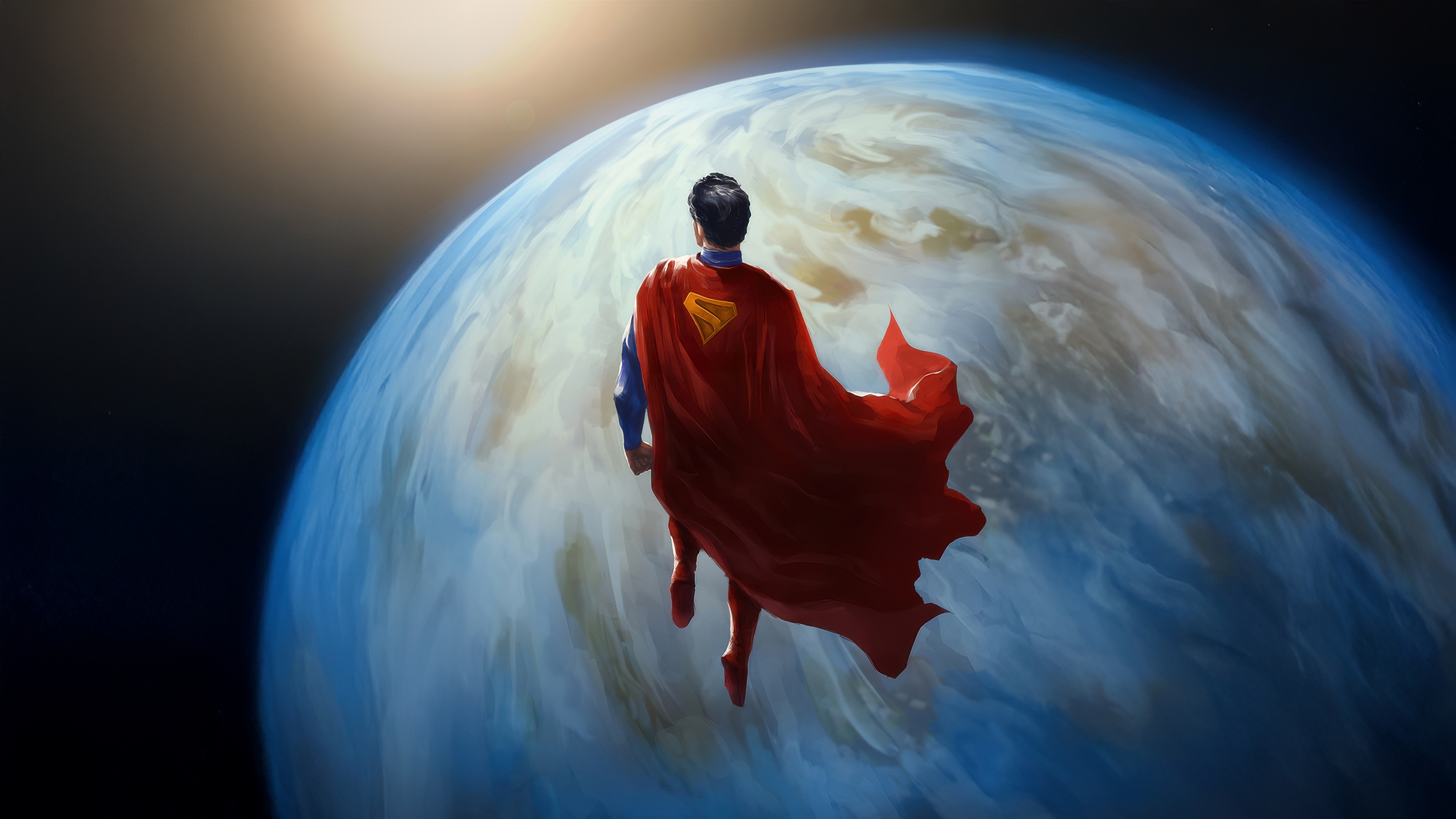 Superman flying near a planet HD Wallpaper