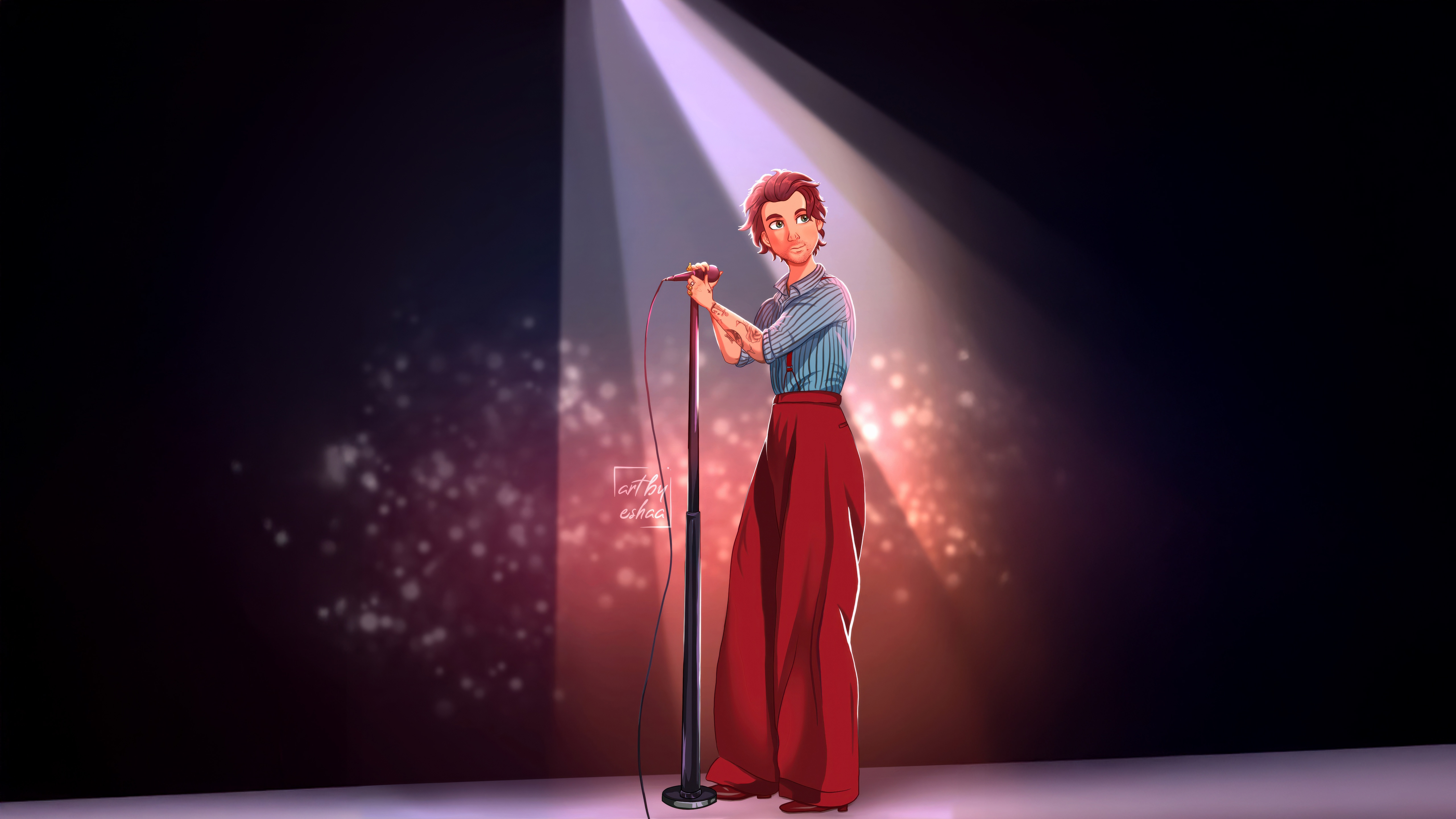 Musician On Stage With Microphone HD Wallpaper