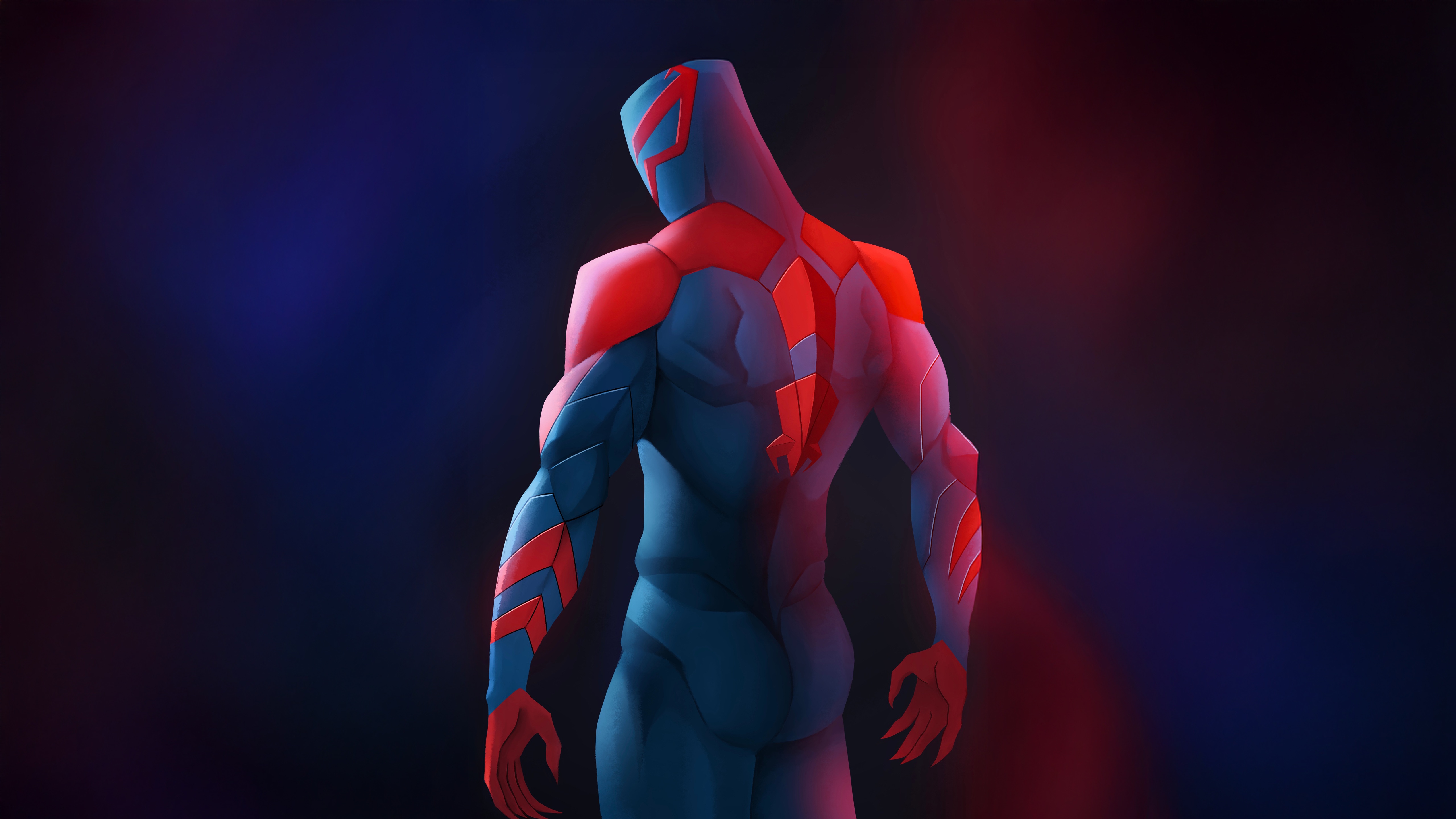 Spider-Man 2099 in blue and red suit HD Wallpaper