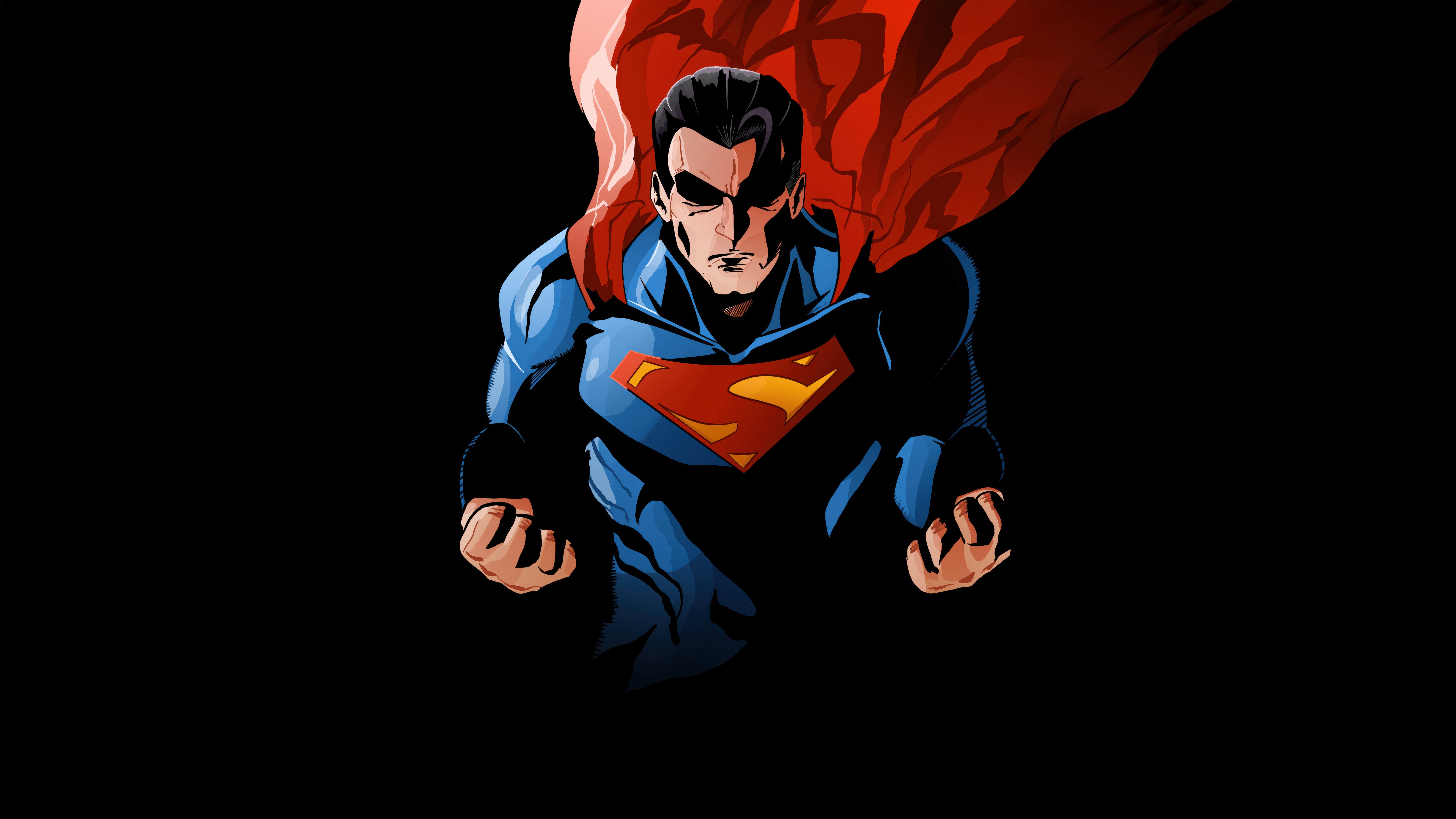 Superman flying with red cape HD Wallpaper