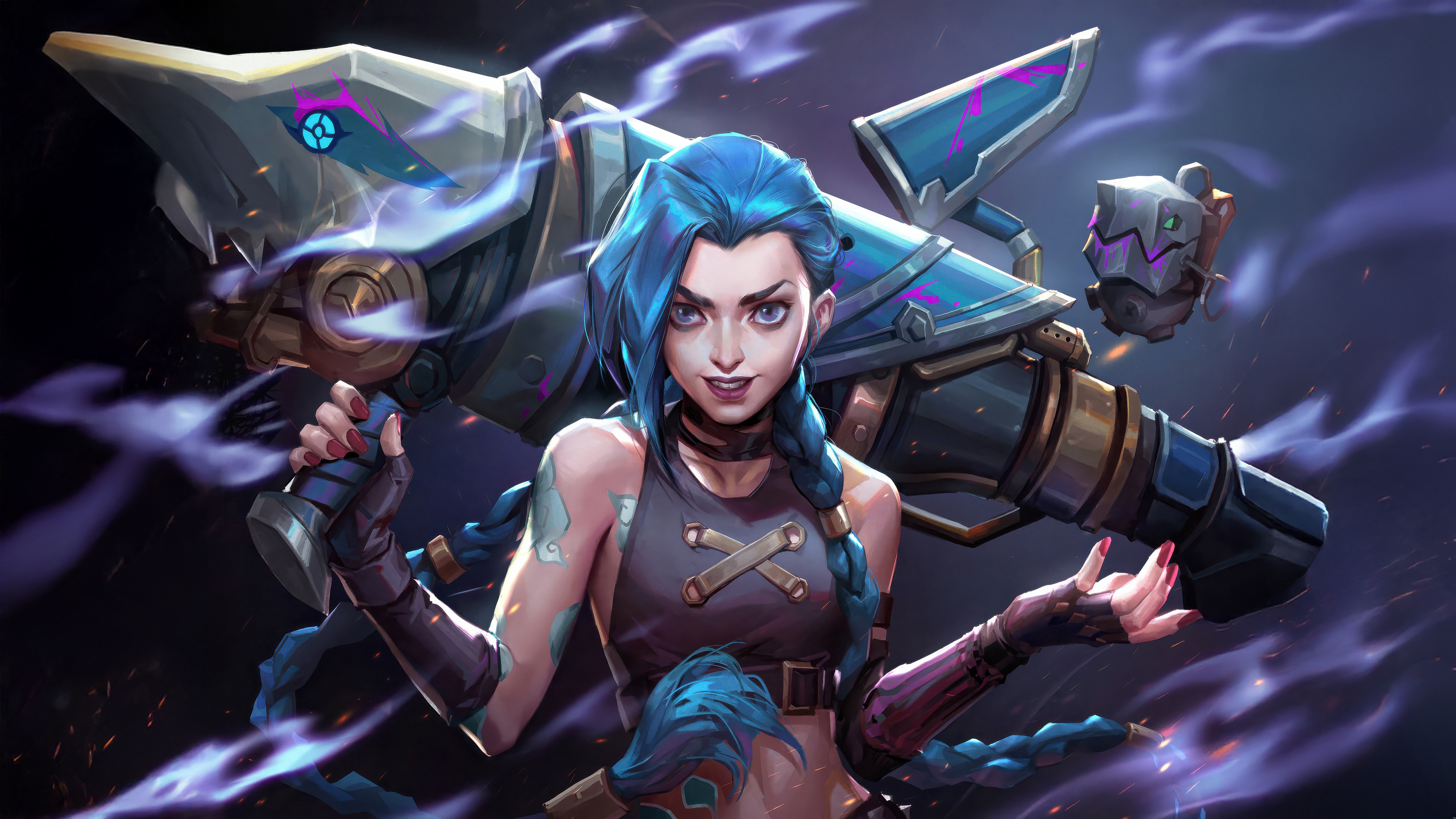 Jinx with her weapon HD Wallpaper