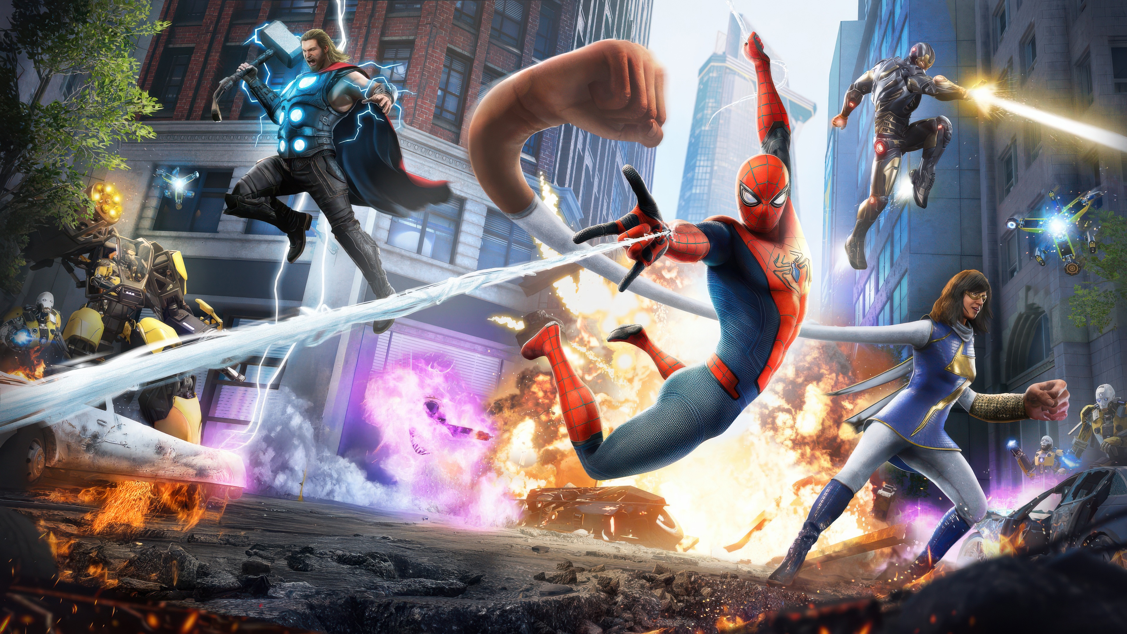 Marvel Avengers Spider-Man Thor Iron Man Ms. Marvel HD Wallpaper