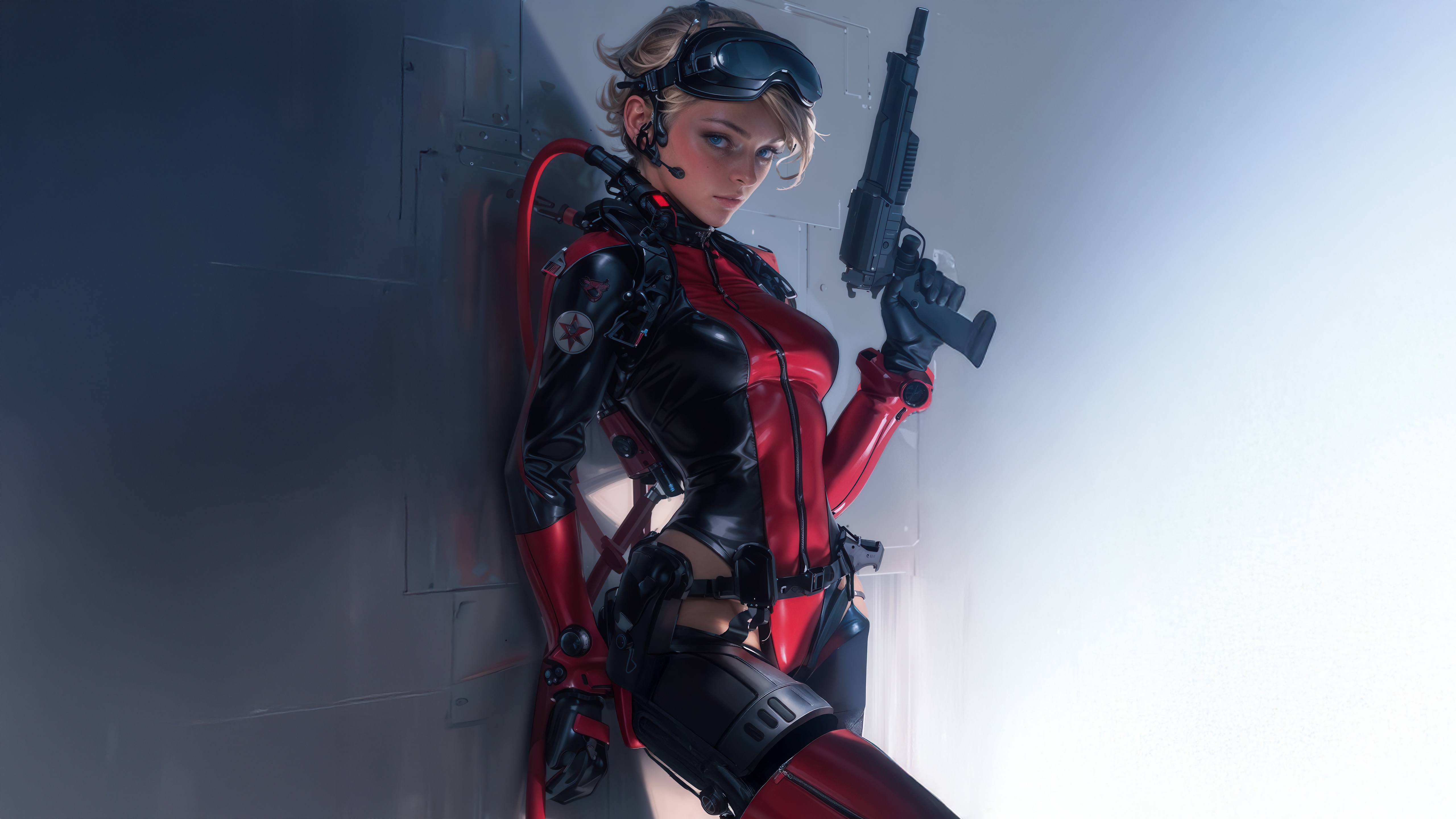 Cyber Agent with Gun HD Wallpaper