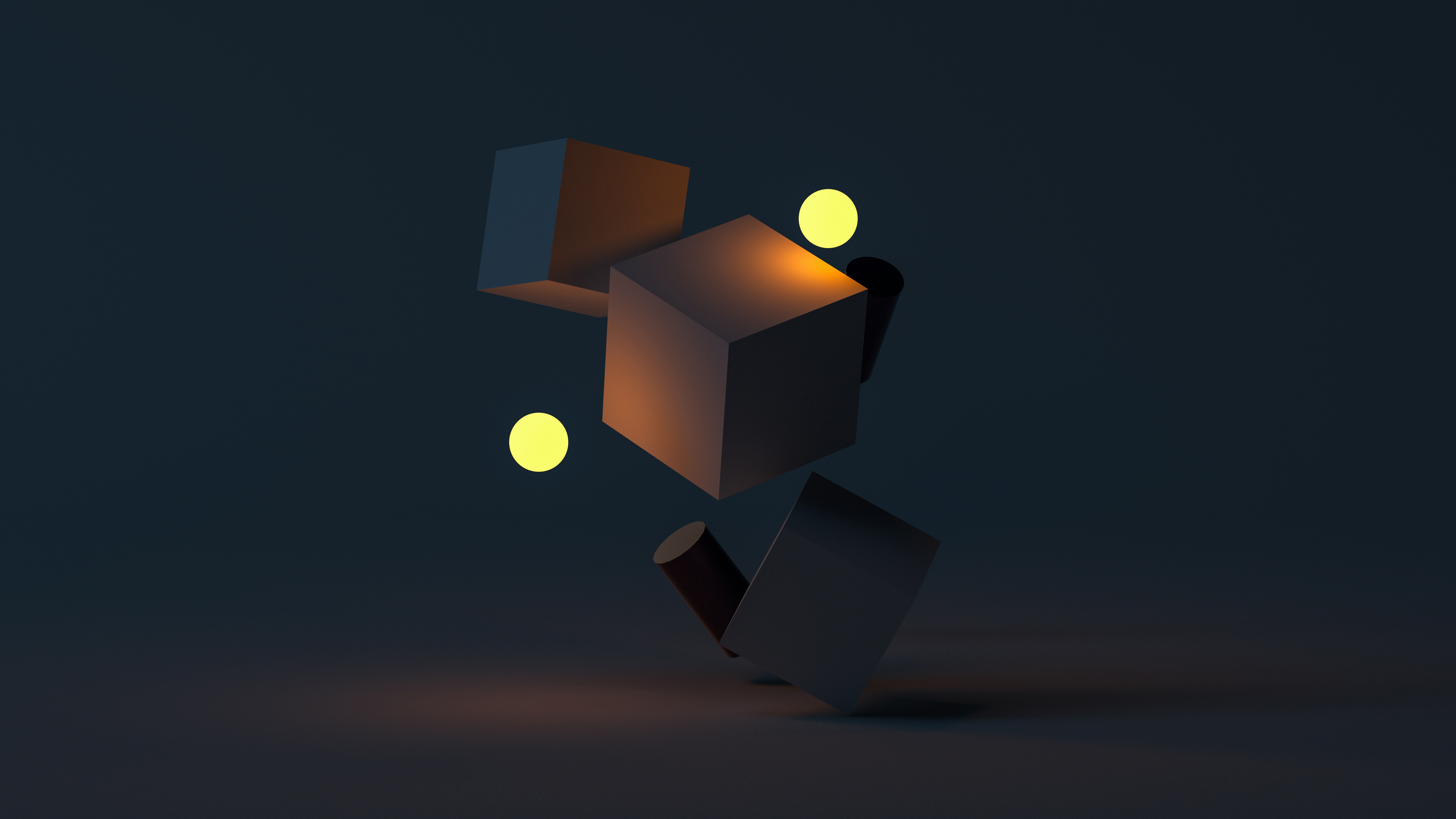 Minimalistic dark 3D abstract shapes with lighting HD Wallpaper