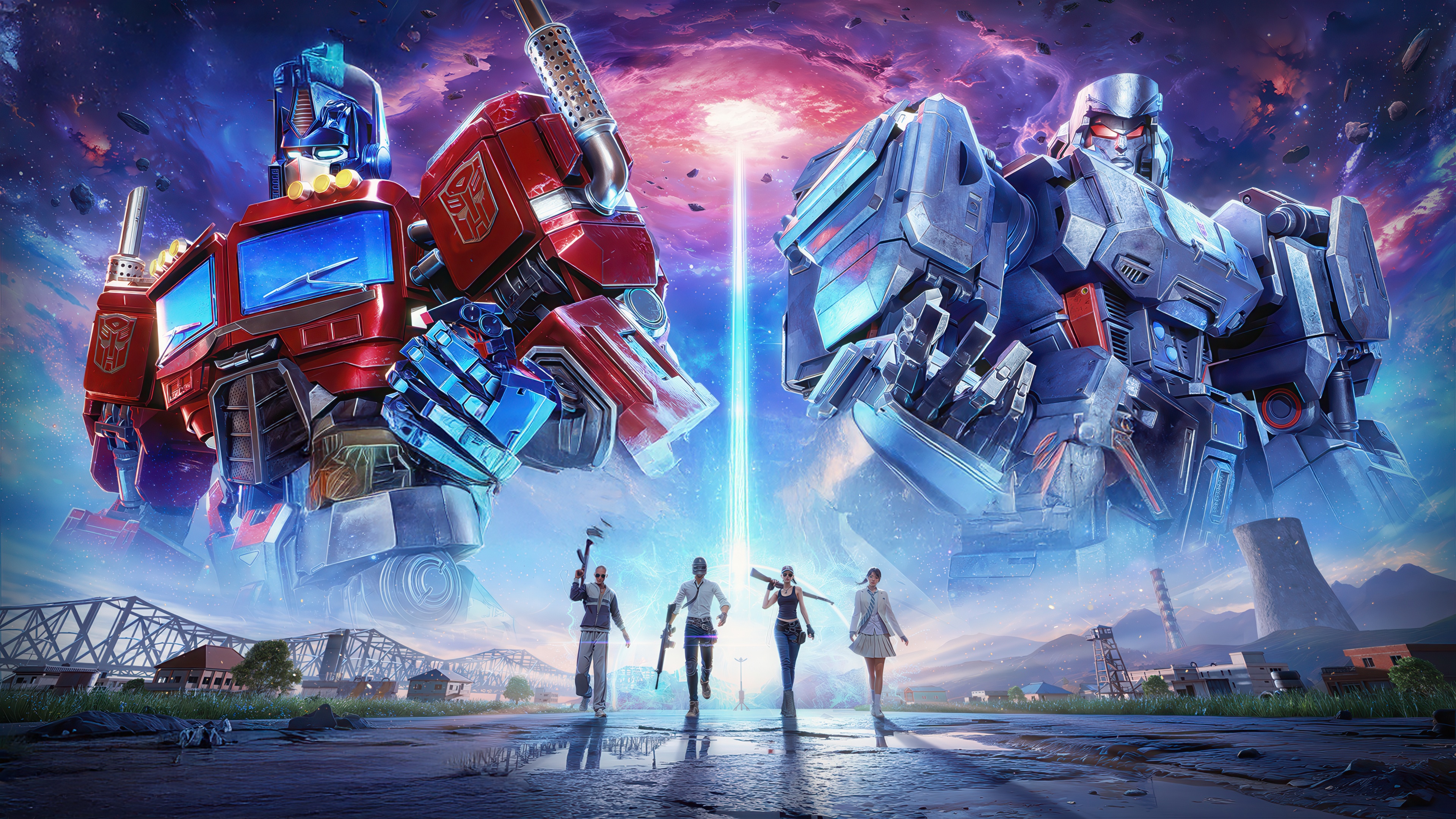 Optimus Prime and Megatron clash in PUBG Mobile HD Wallpaper
