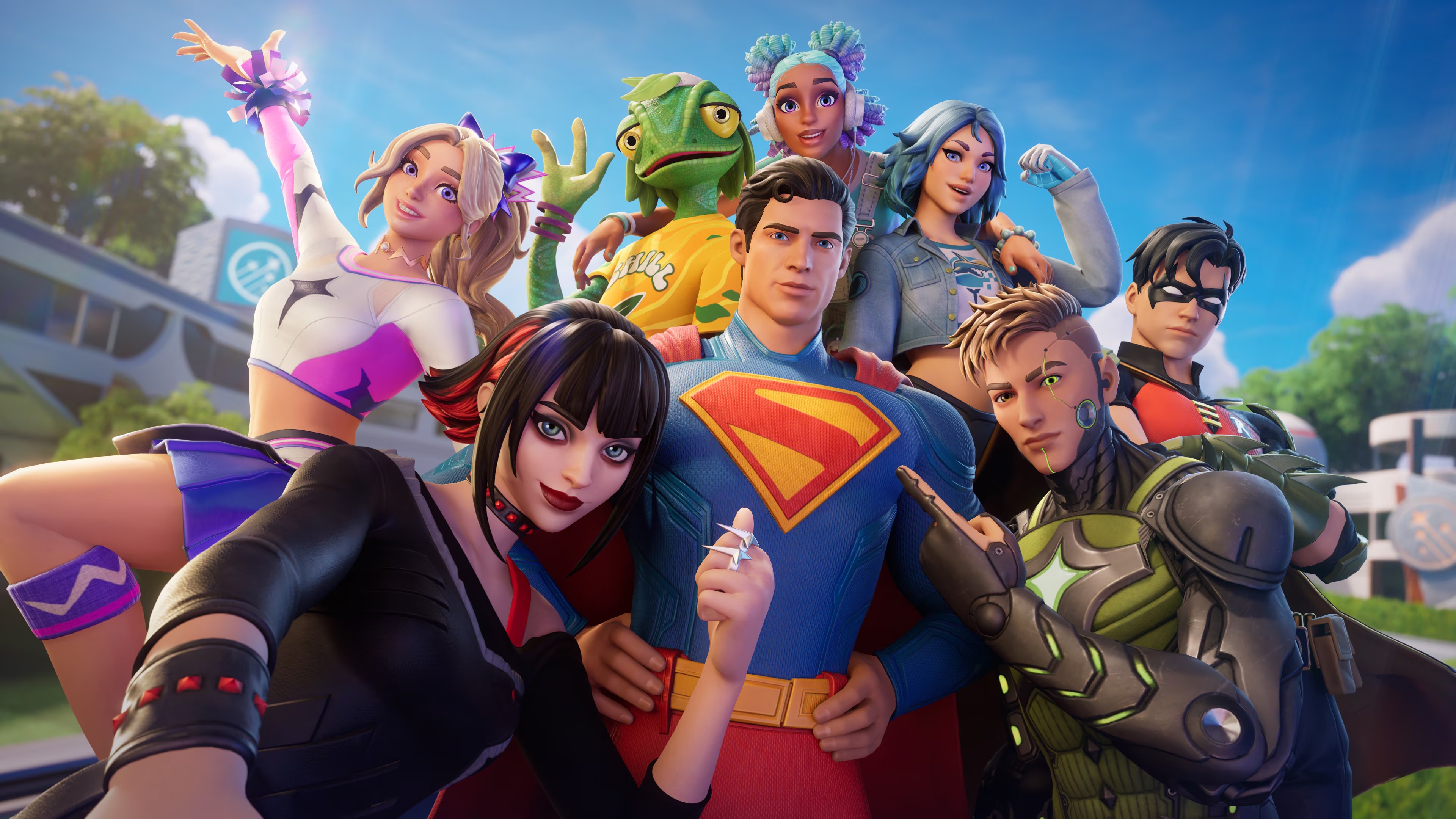 Fortnite X DC: Superman and friends gather HD Wallpaper