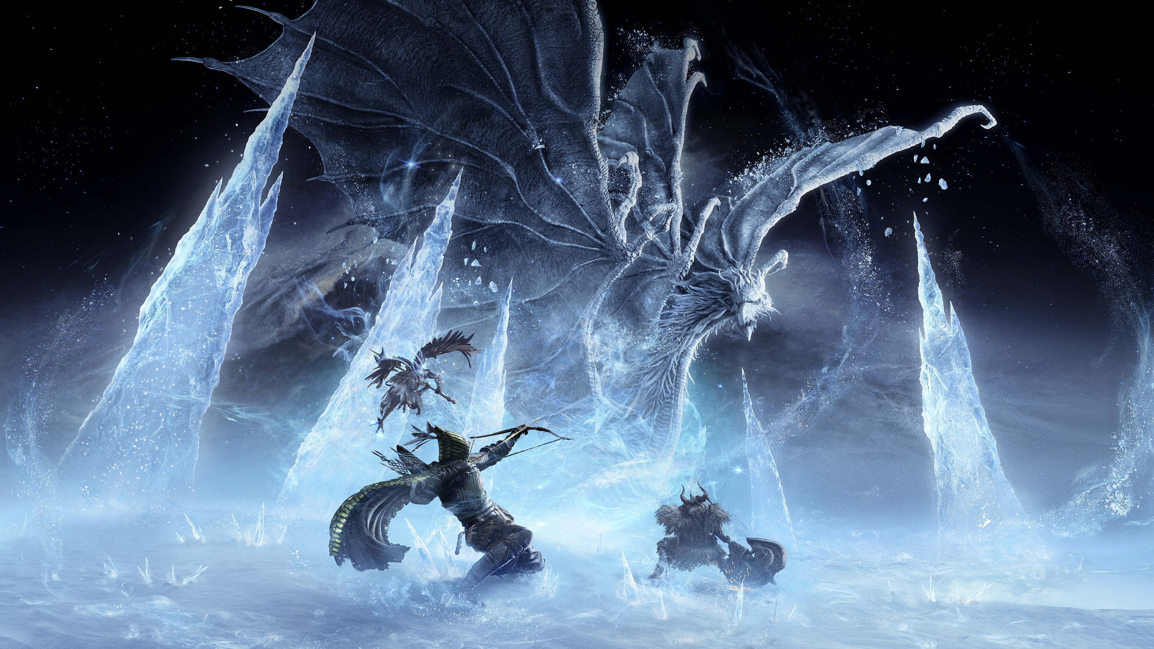 Elden Ring Dragon Fight in Ice Cave HD Wallpaper