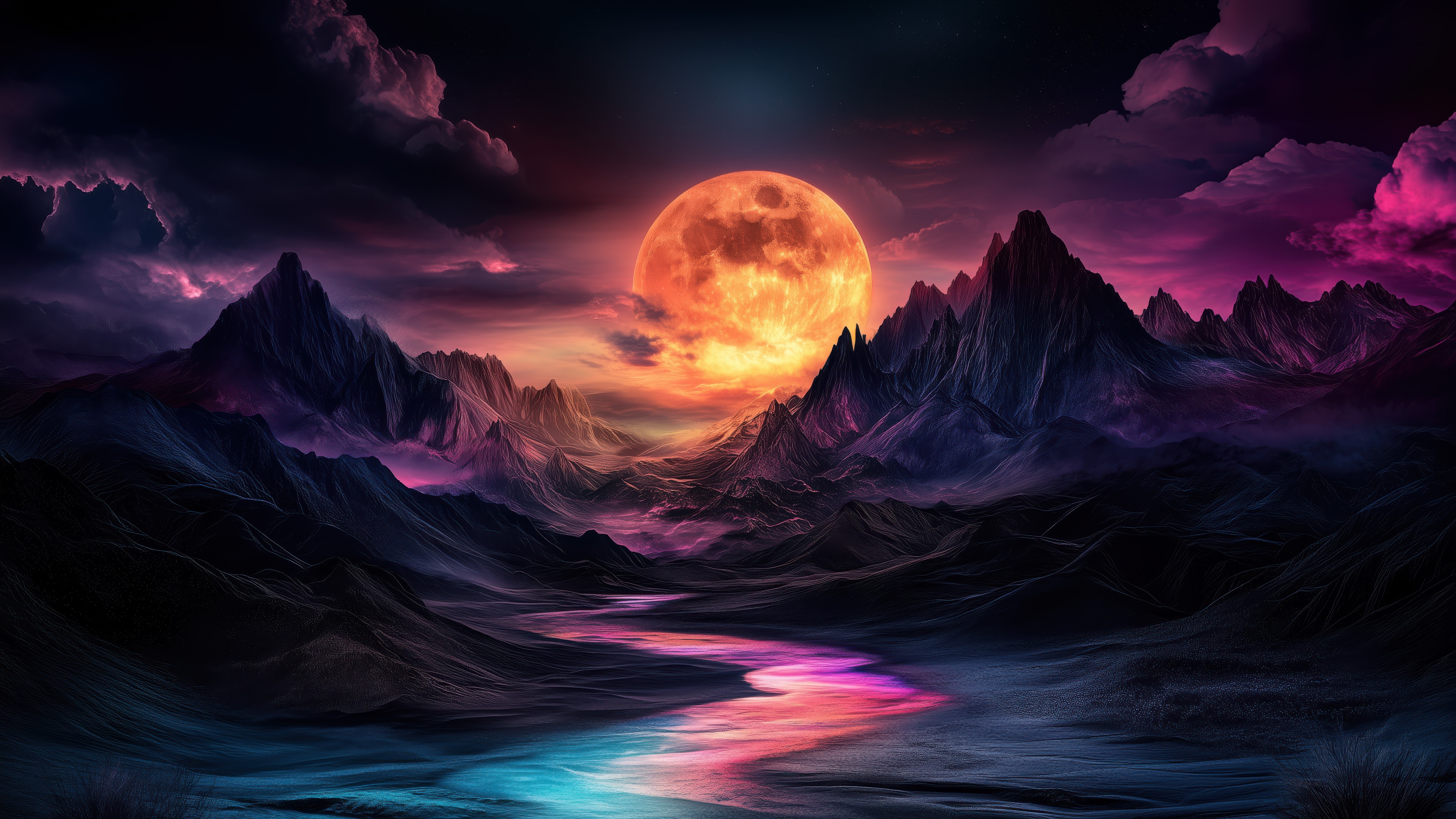 The Forgotten Realm Under a Blood Moon HD Wallpaper