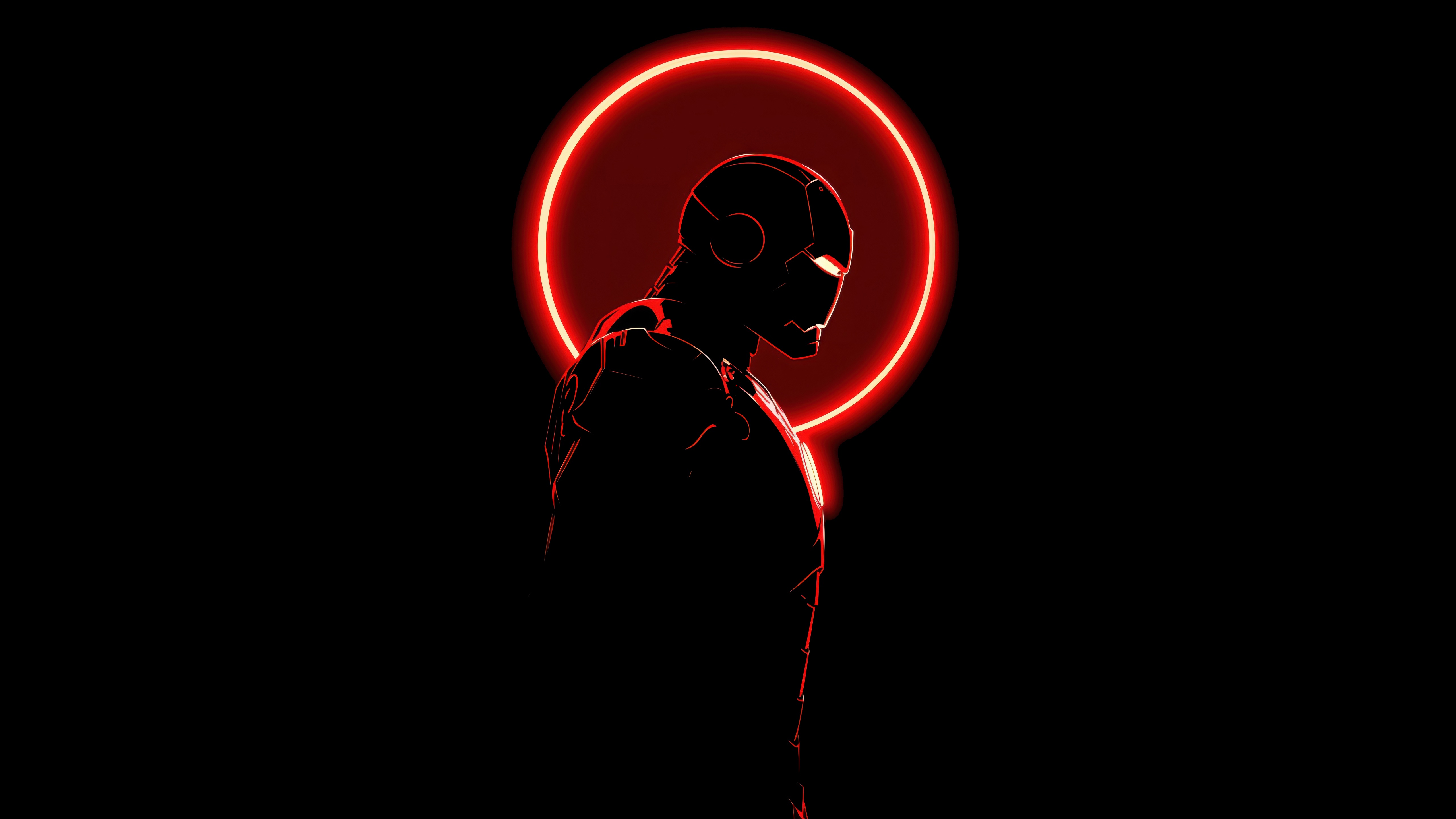 Marvel Iron Man with Red Neon Halo HD Wallpaper