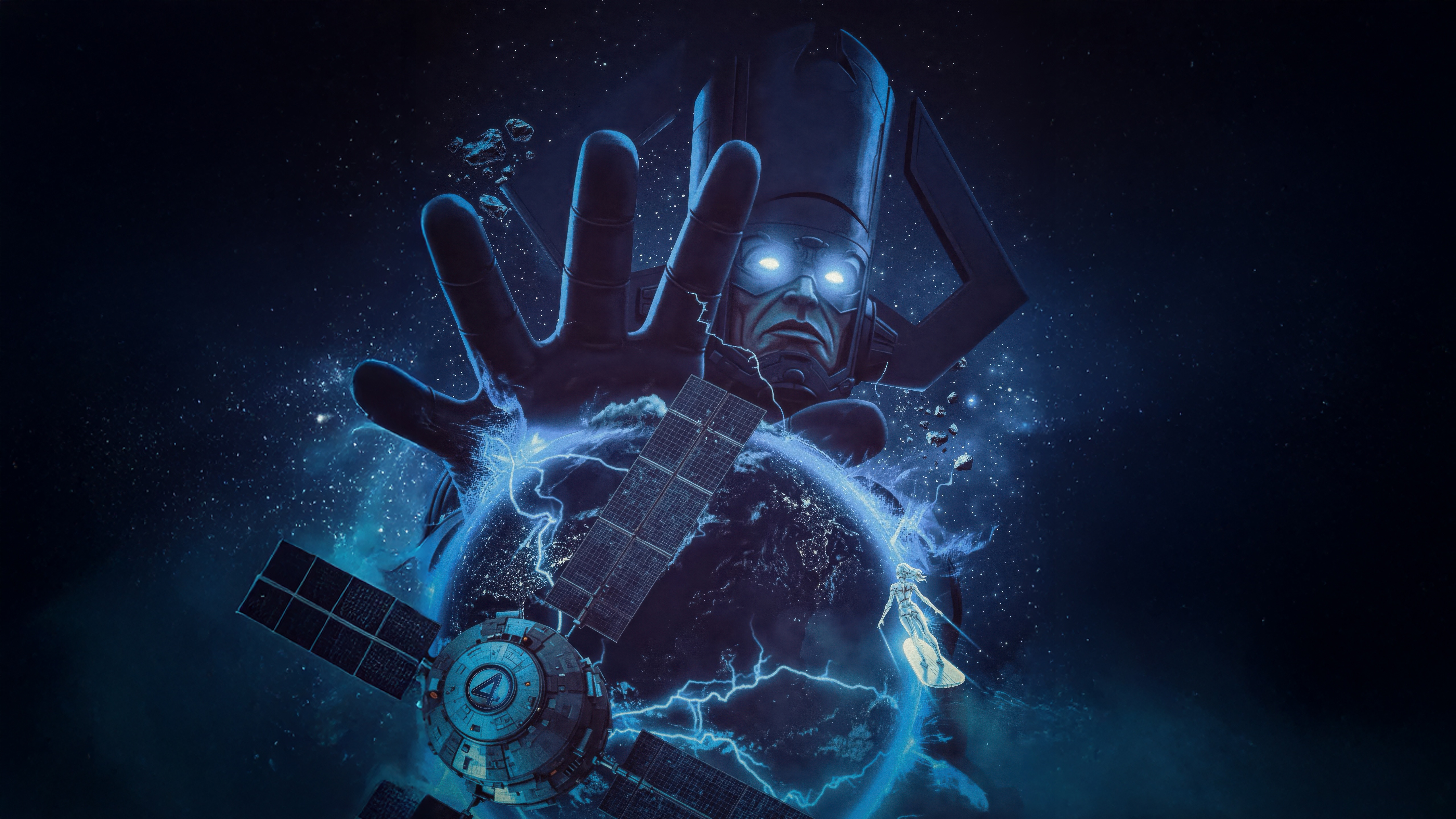 Galactus Reaching for Earth with Fantastic Four Satellite HD Wallpaper