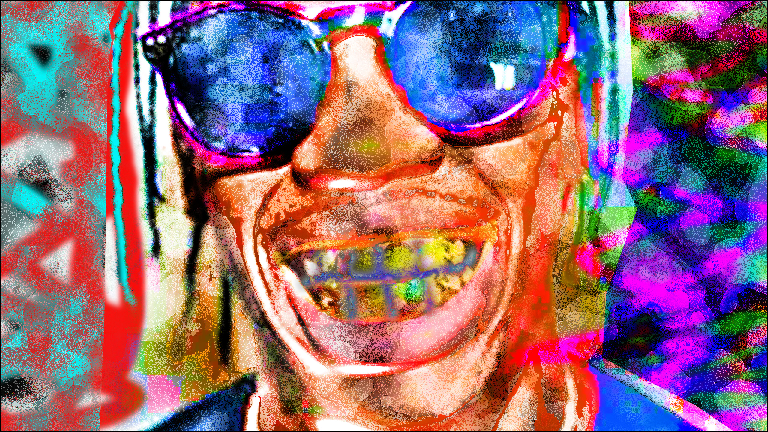 Abstract portrait of a rapper with gold teeth and sunglasses HD Wallpaper