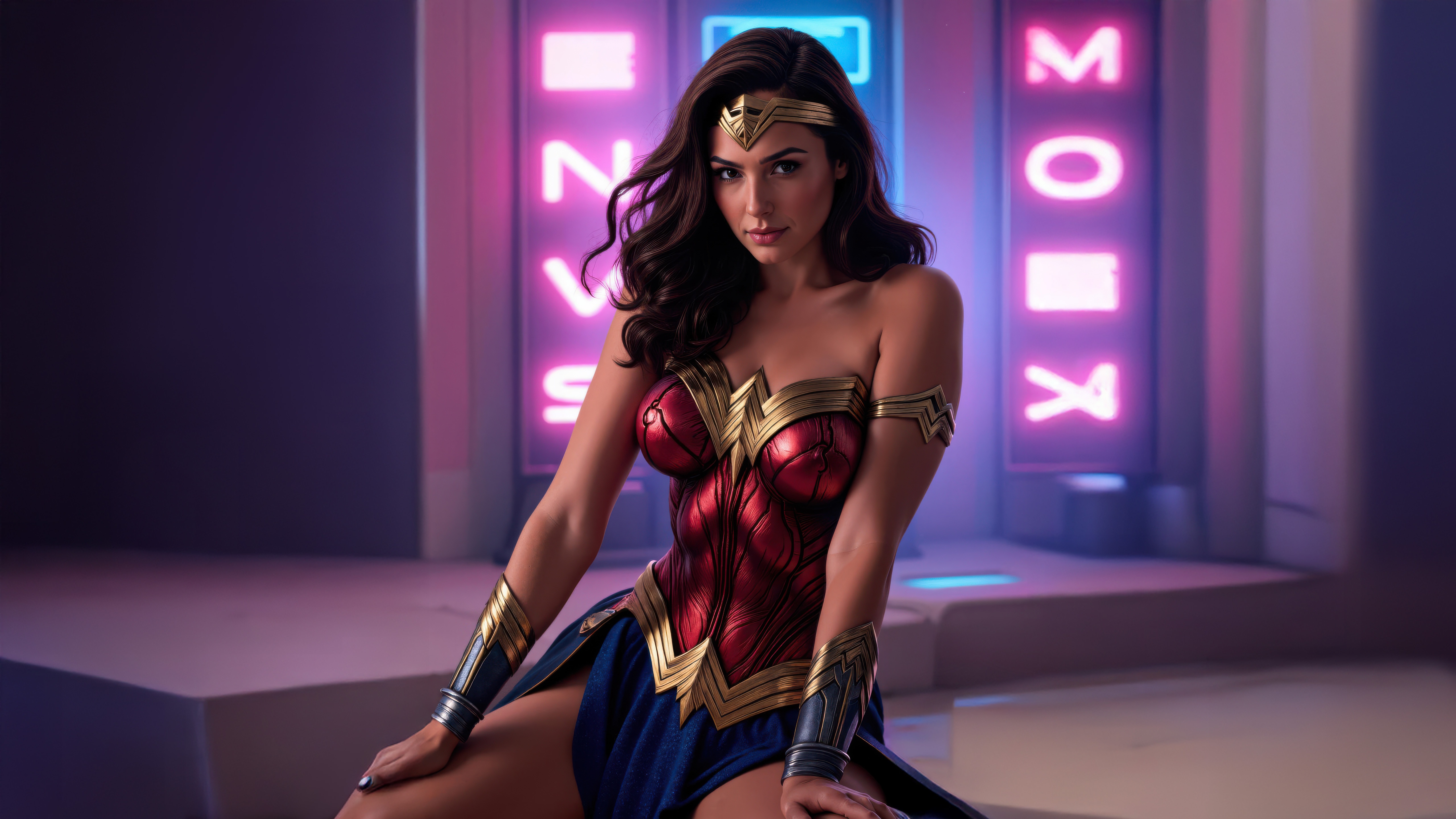 Wonder Woman in Neon Lights HD Wallpaper