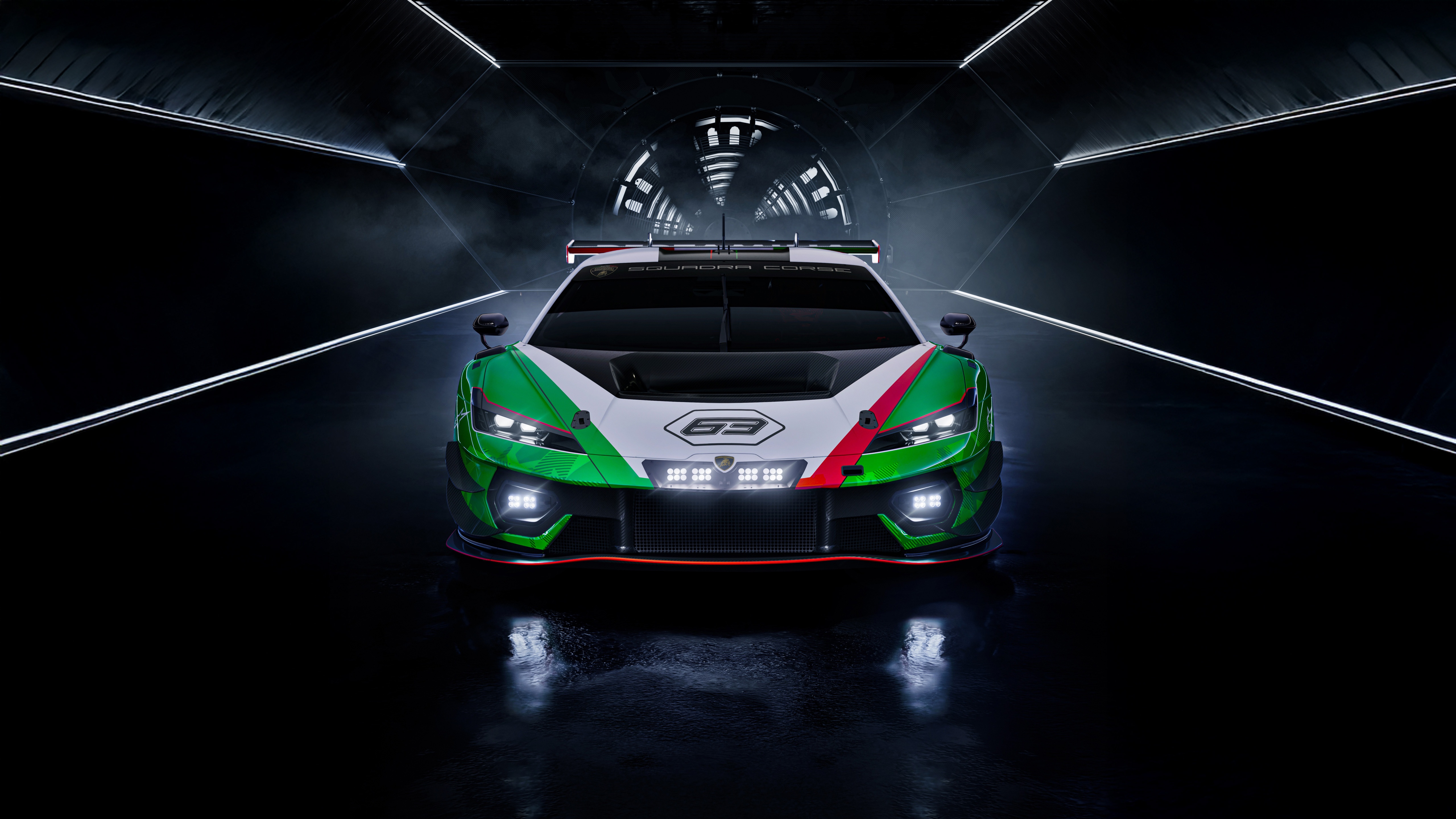 Lamborghini Temerario GT3 race car in tunnel HD Wallpaper