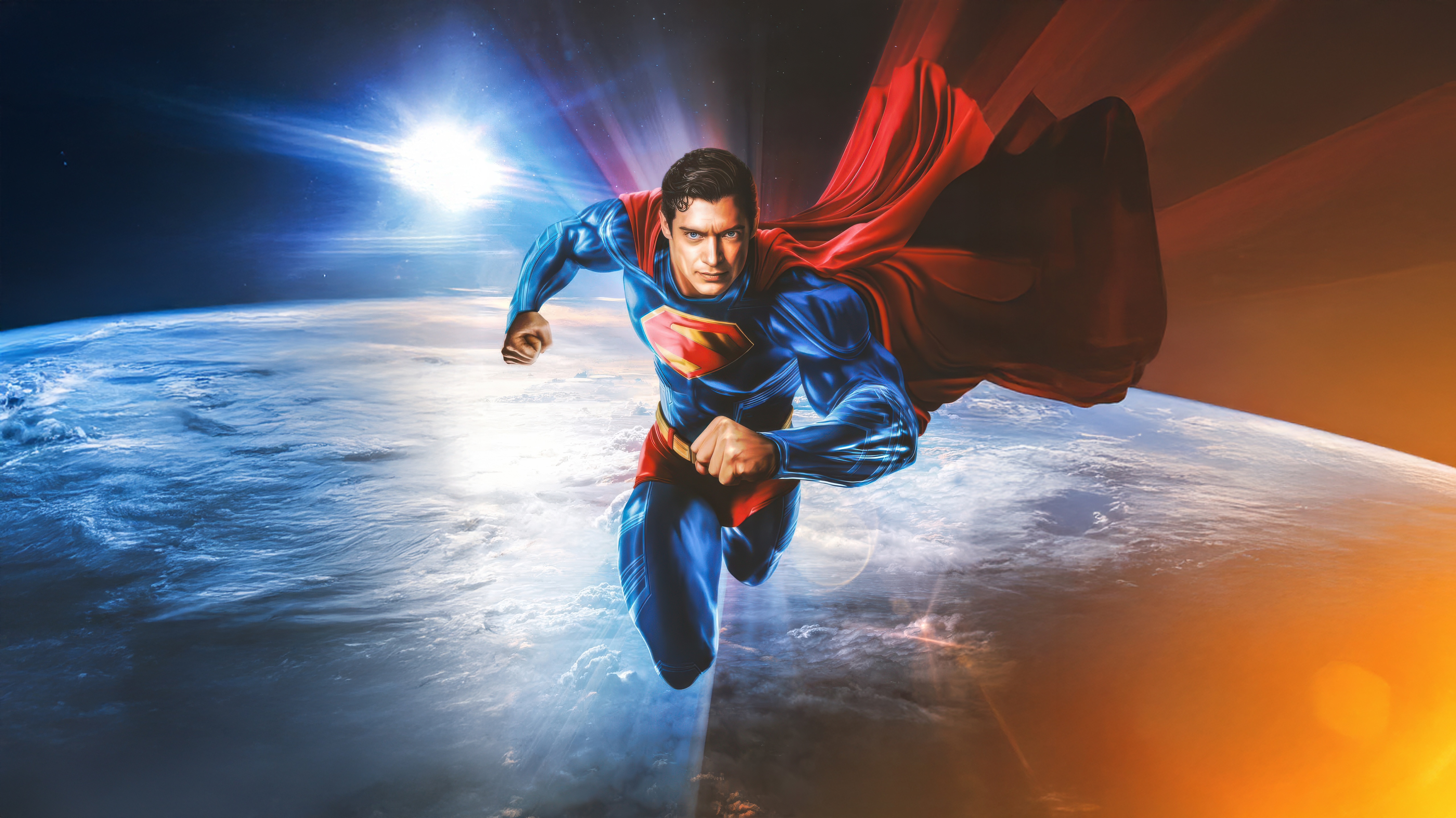Superman Flying Over Earth HD Wallpaper