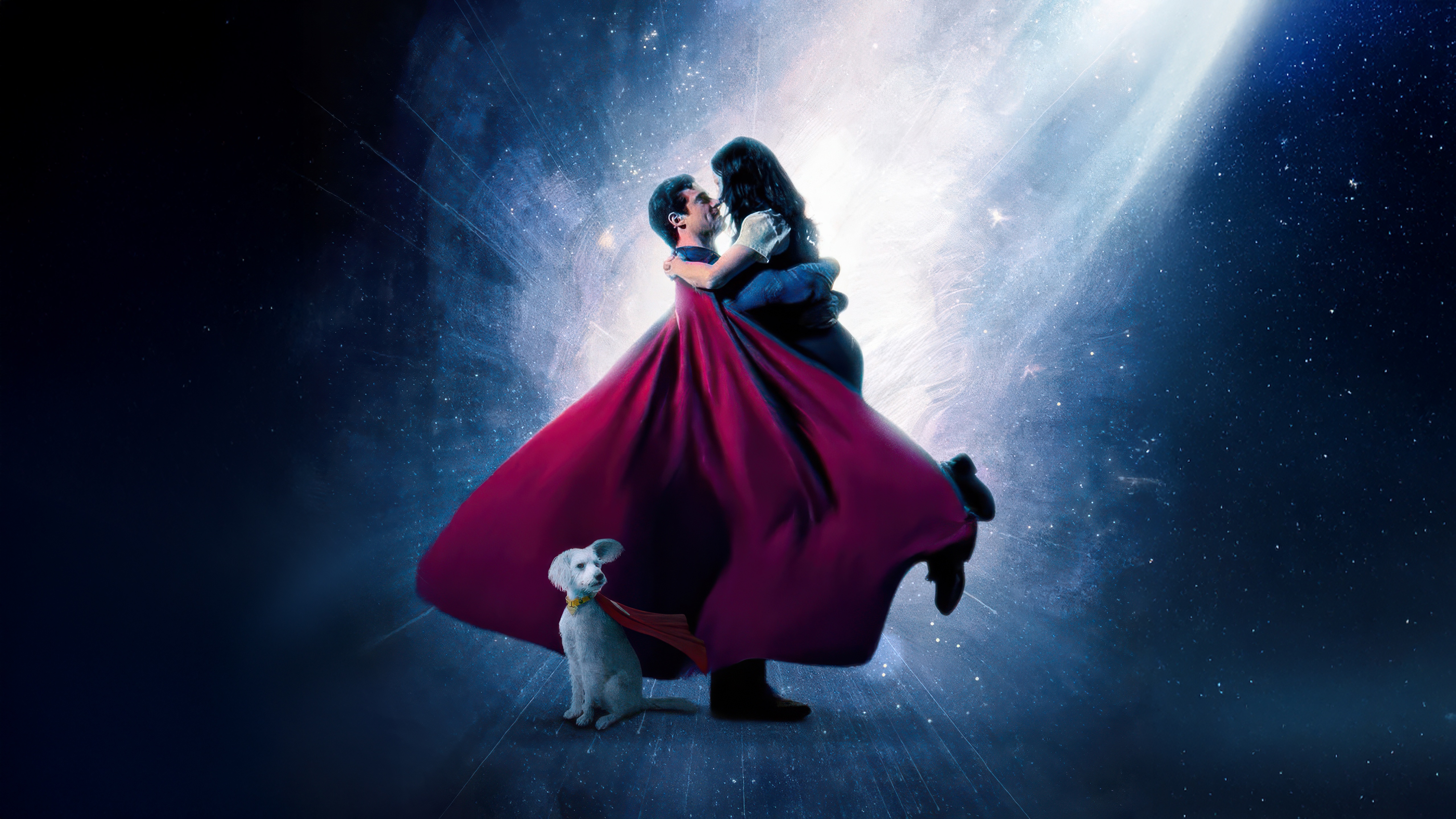 Superman and Lois Lane embrace under a cape HD Wallpaper