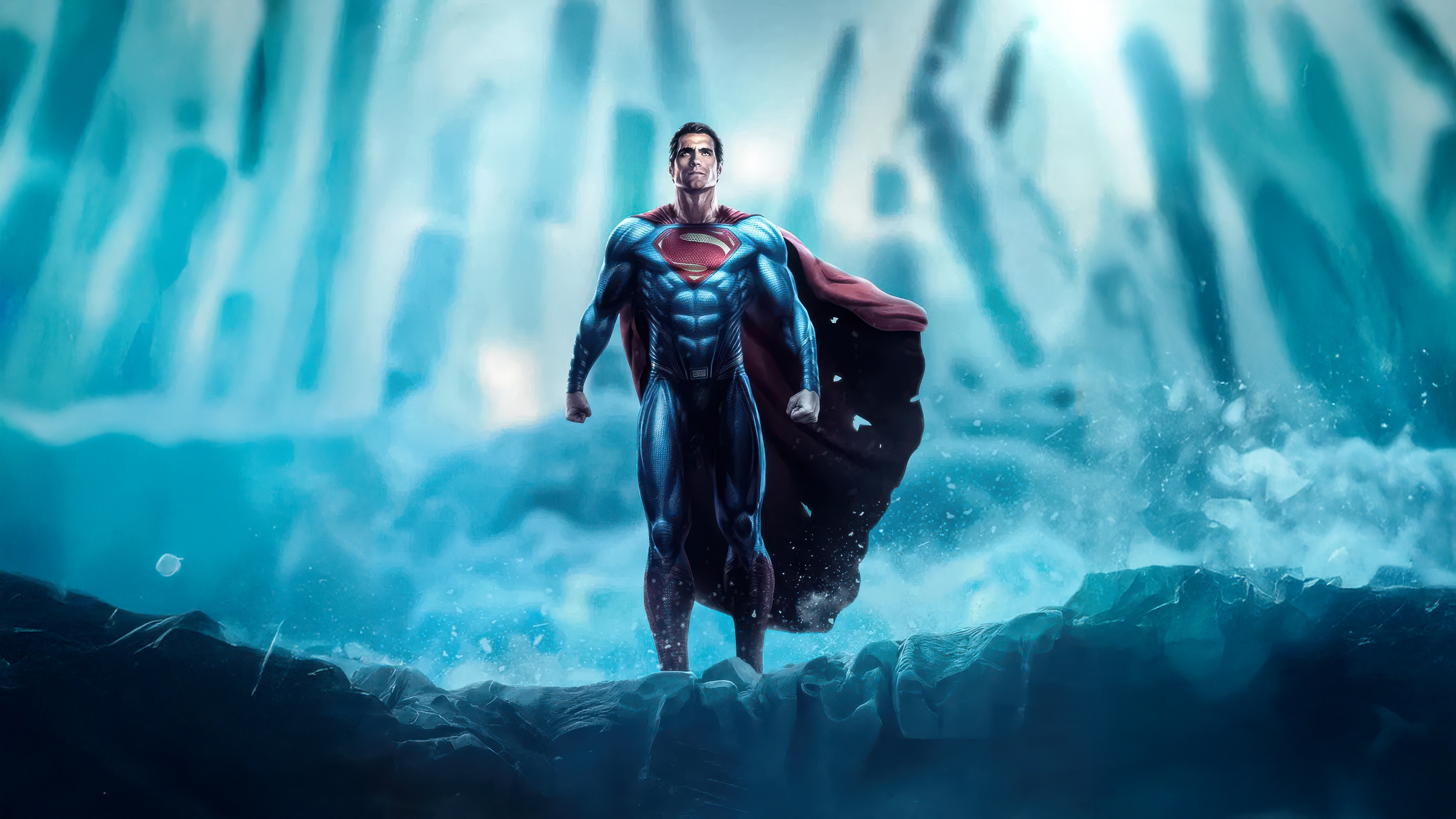 Superman standing in an icy landscape HD Wallpaper